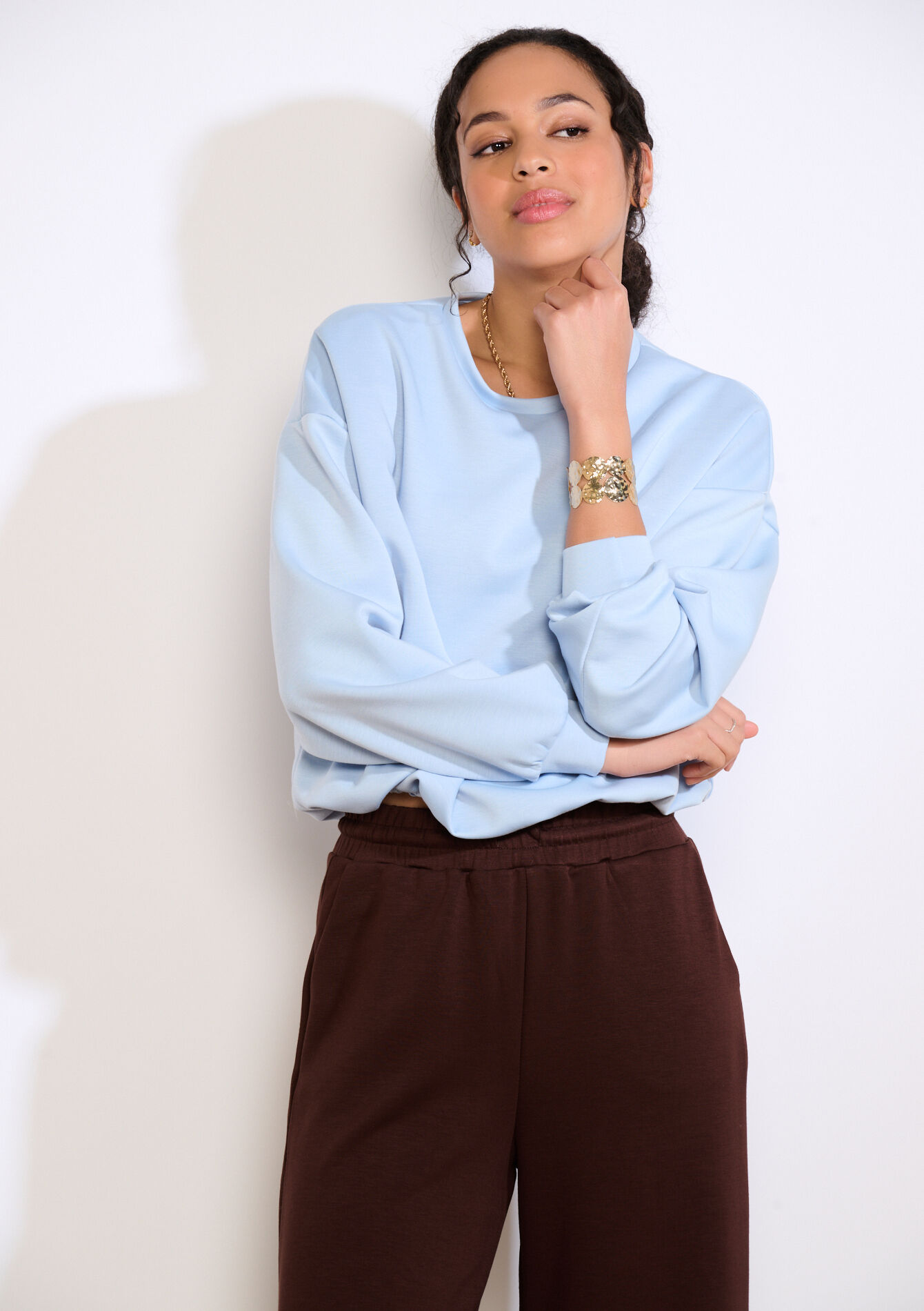 Oversized sweatshirt - BLUE PASTEL - 15100427_3003