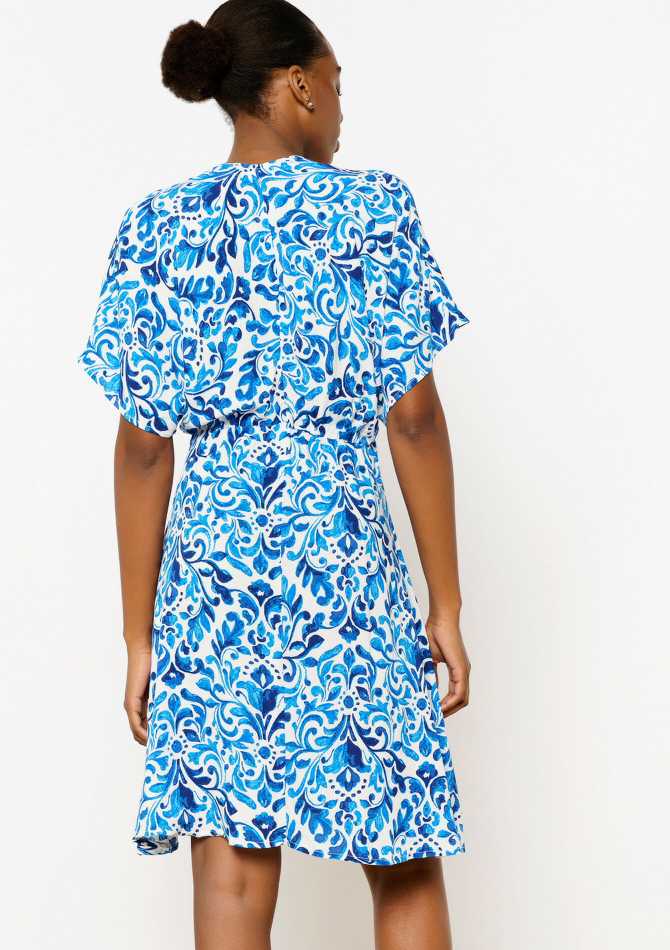 Robe courte à imprimé baroque, Robe courte à imprimé baroque - ELECTRIC BLUE - 08103445_1619