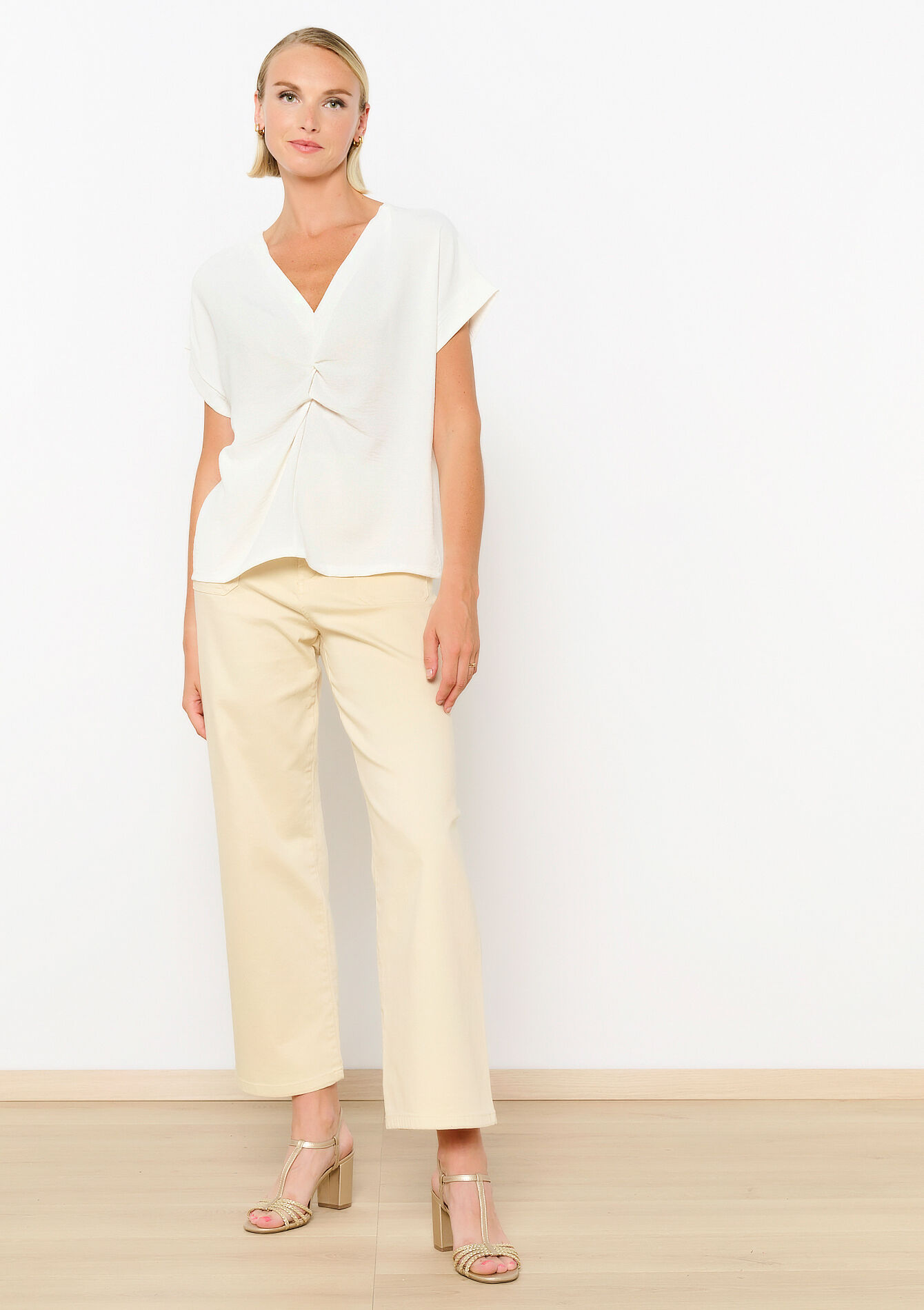 Blouse met V-hals, Blouse met V-hals - OPTICAL WHITE - 05702624_1019