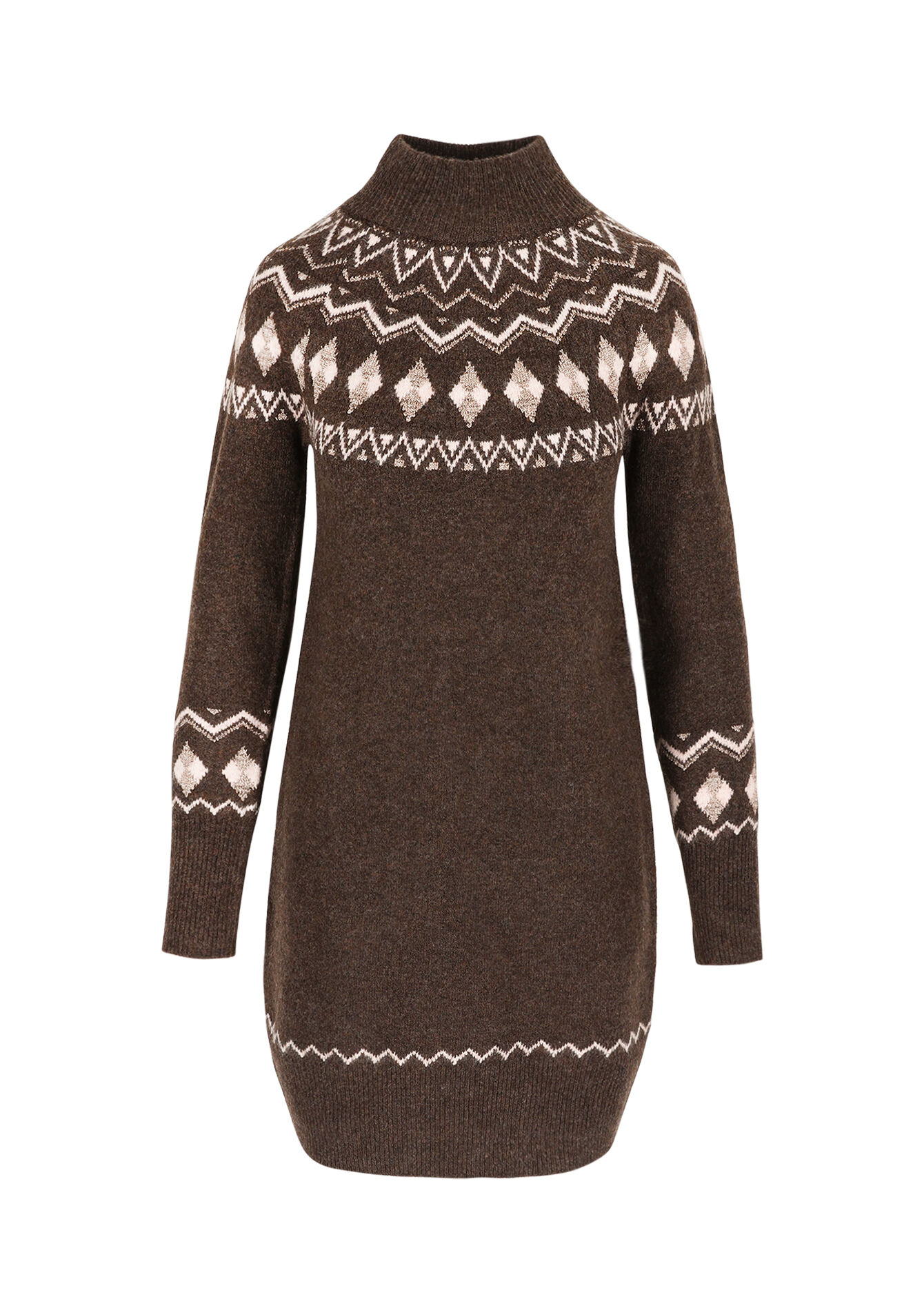 Robe pull jacquard, Robe pull jacquard - BROWN DARK CHOCOLATE - 08104105_3720