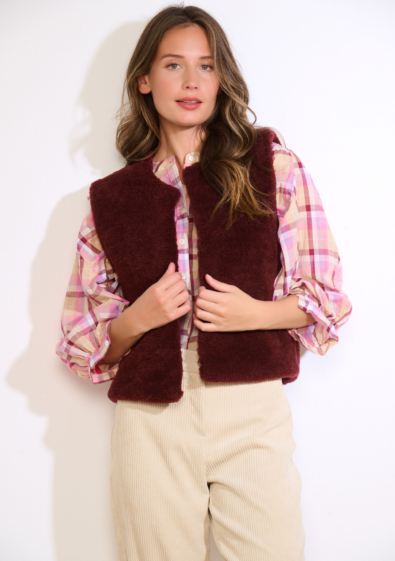 Mouwloos gilet van imitatiebont, , back