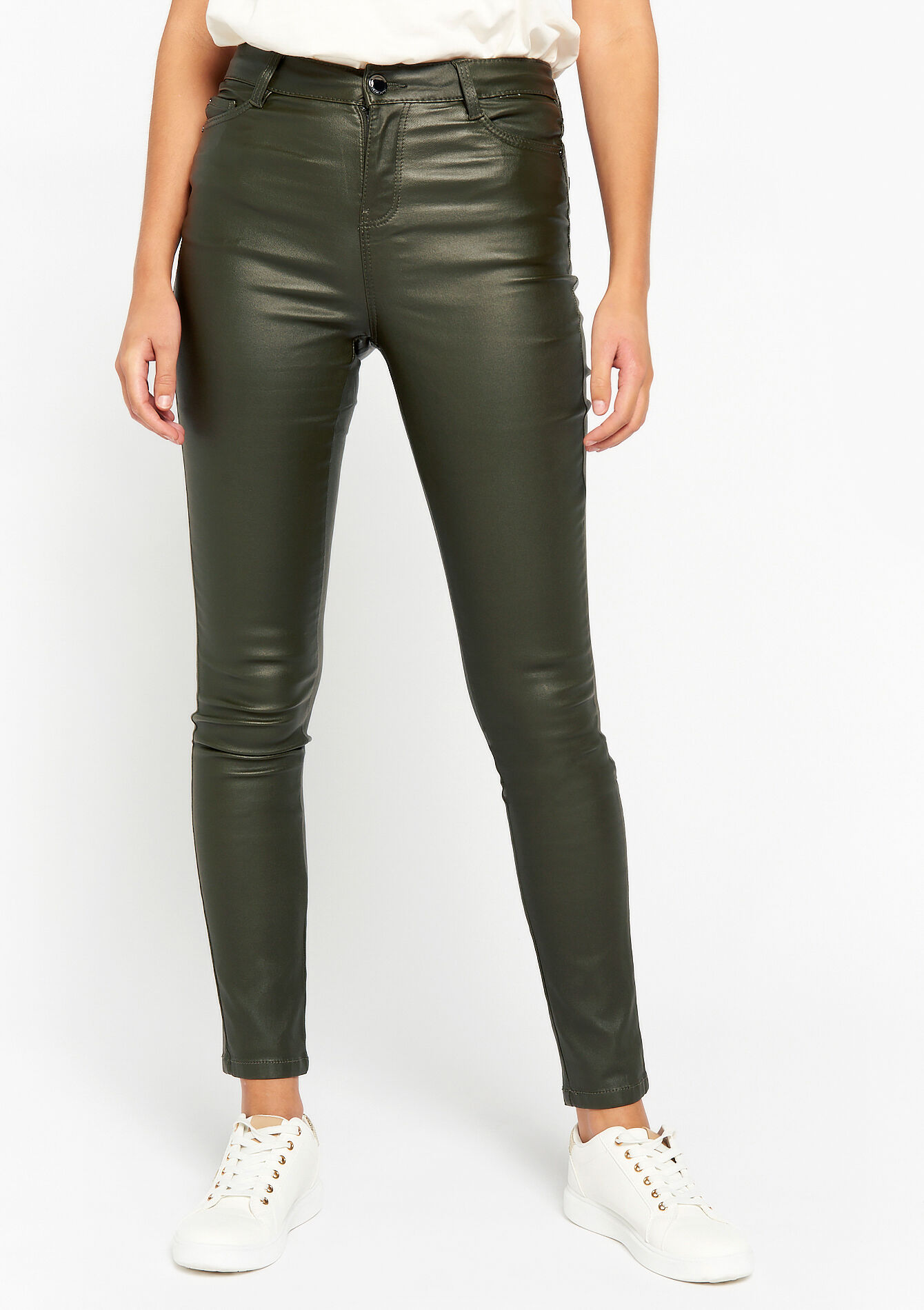 Gecoate skinny broek, Gecoate skinny broek - KHAKI DARKY - 06004355_4208