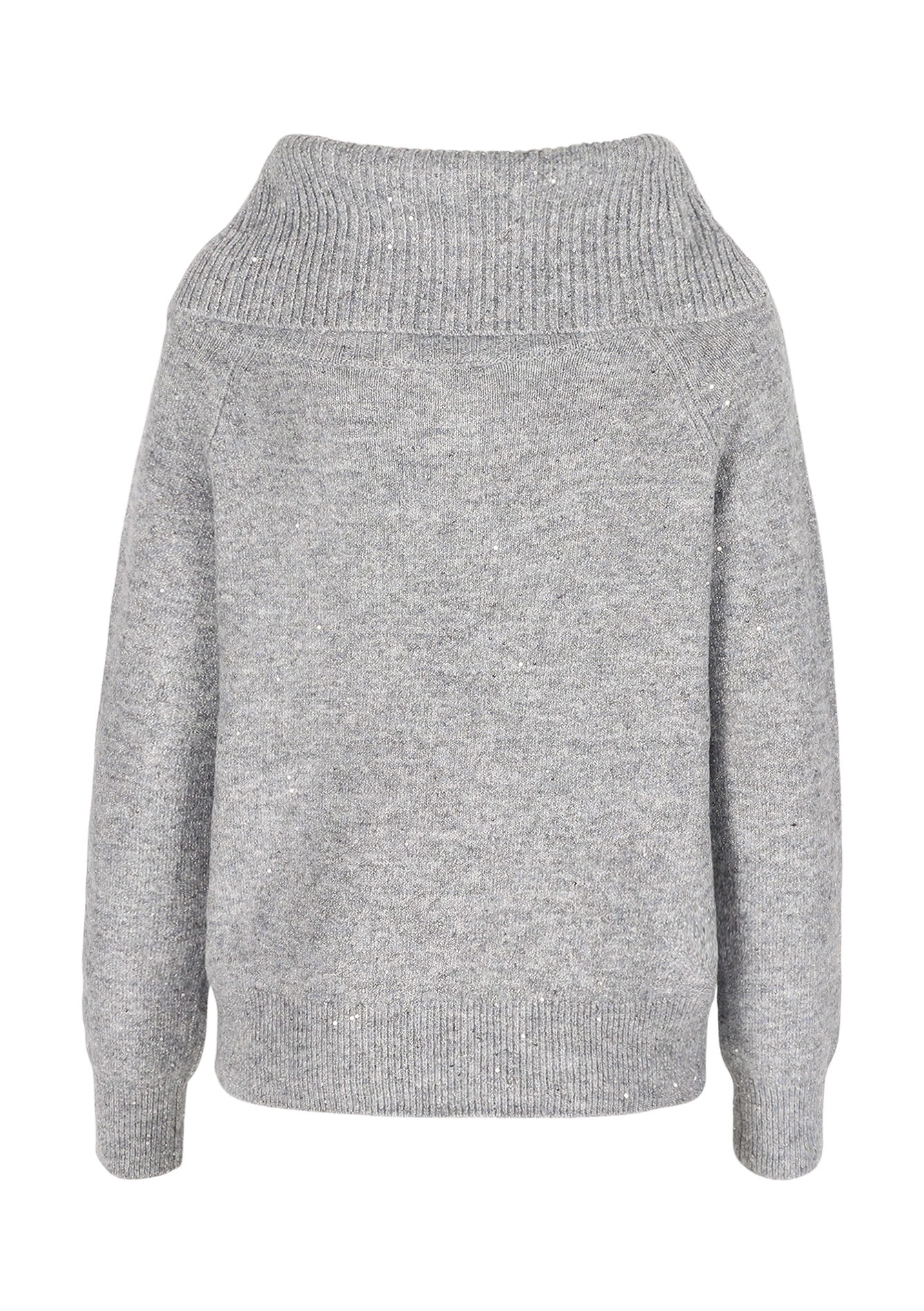 Off-shoulder sequin sweater - GREY MED MEL - 04006933
