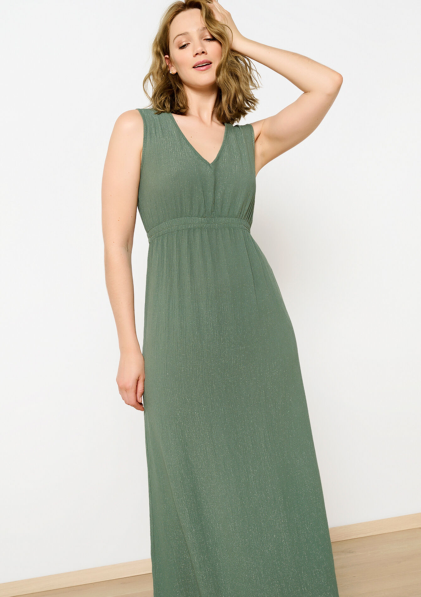 Maxi dress with cut-out, Maxi dress with cut-out - KHAKI FADED - 08103661_4326