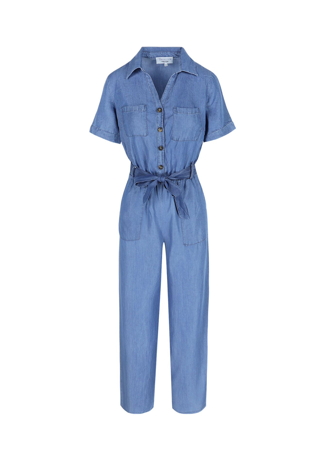 Soepele jumpsuit met ceintuur, Soepele jumpsuit met ceintuur - MEDIUM BLUE - 06004624_0500