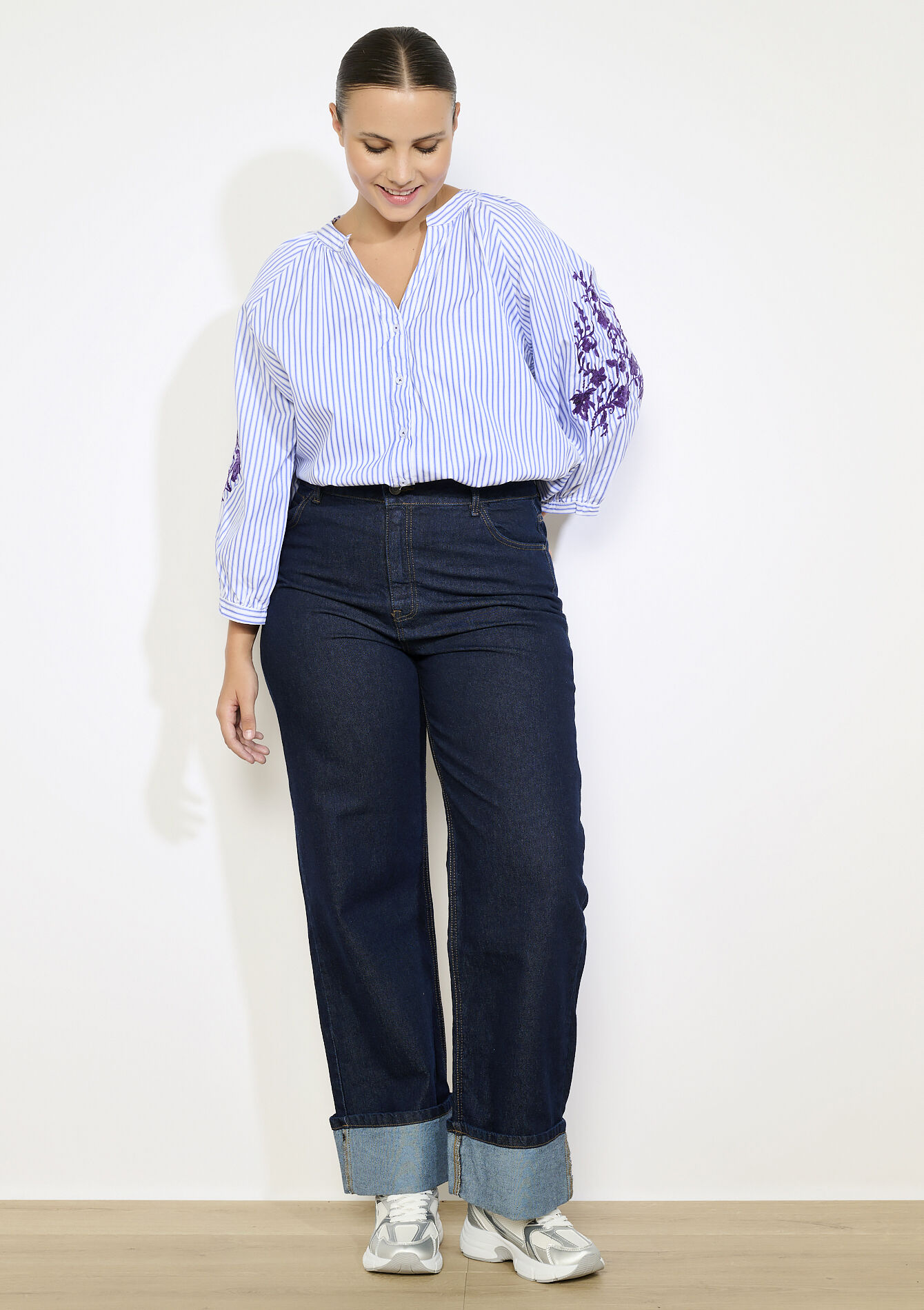 Jeans met hoge taille - DARK BLUE - 22000623_0501