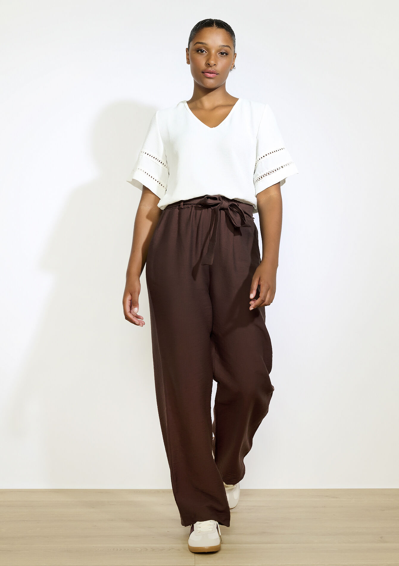 Pantalon ample élégant - BROWN DARK CHOCOLATE - 06601027_3720