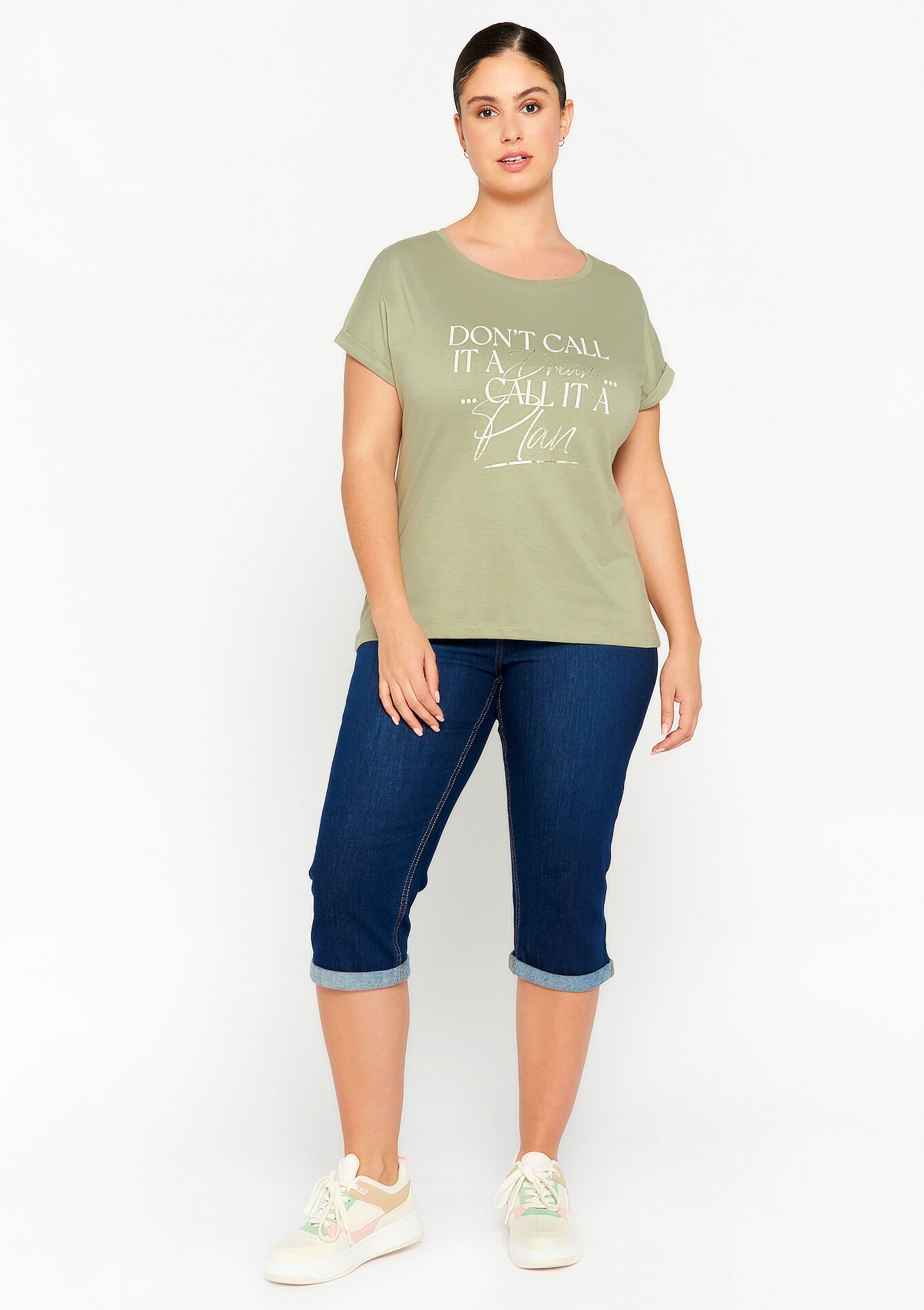T-shirt with writing - KHAKI MED - 02301311_4327