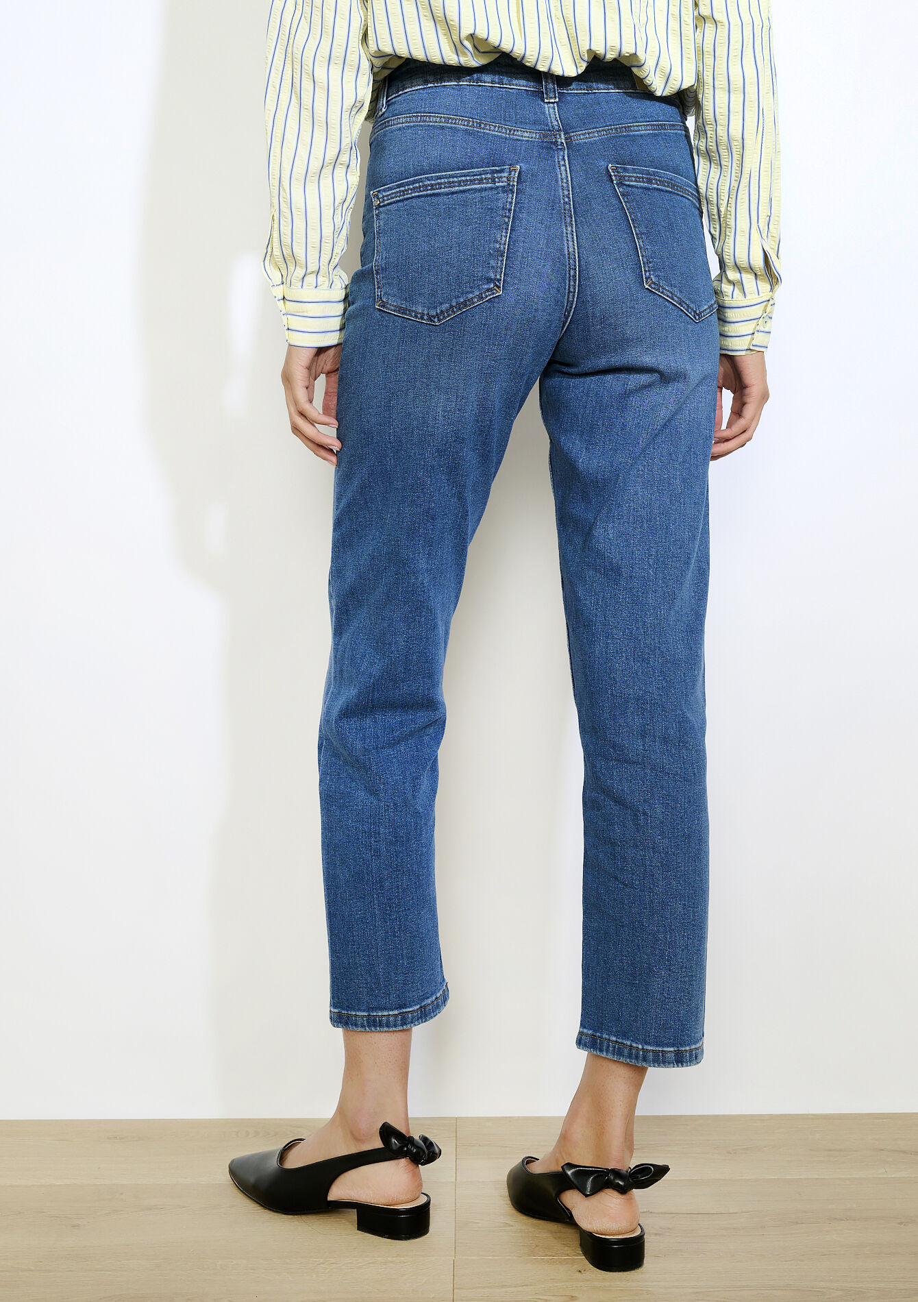 Hoge taille rechte jeans, Hoge taille rechte jeans - MEDIUM BLUE - 22000598_0500