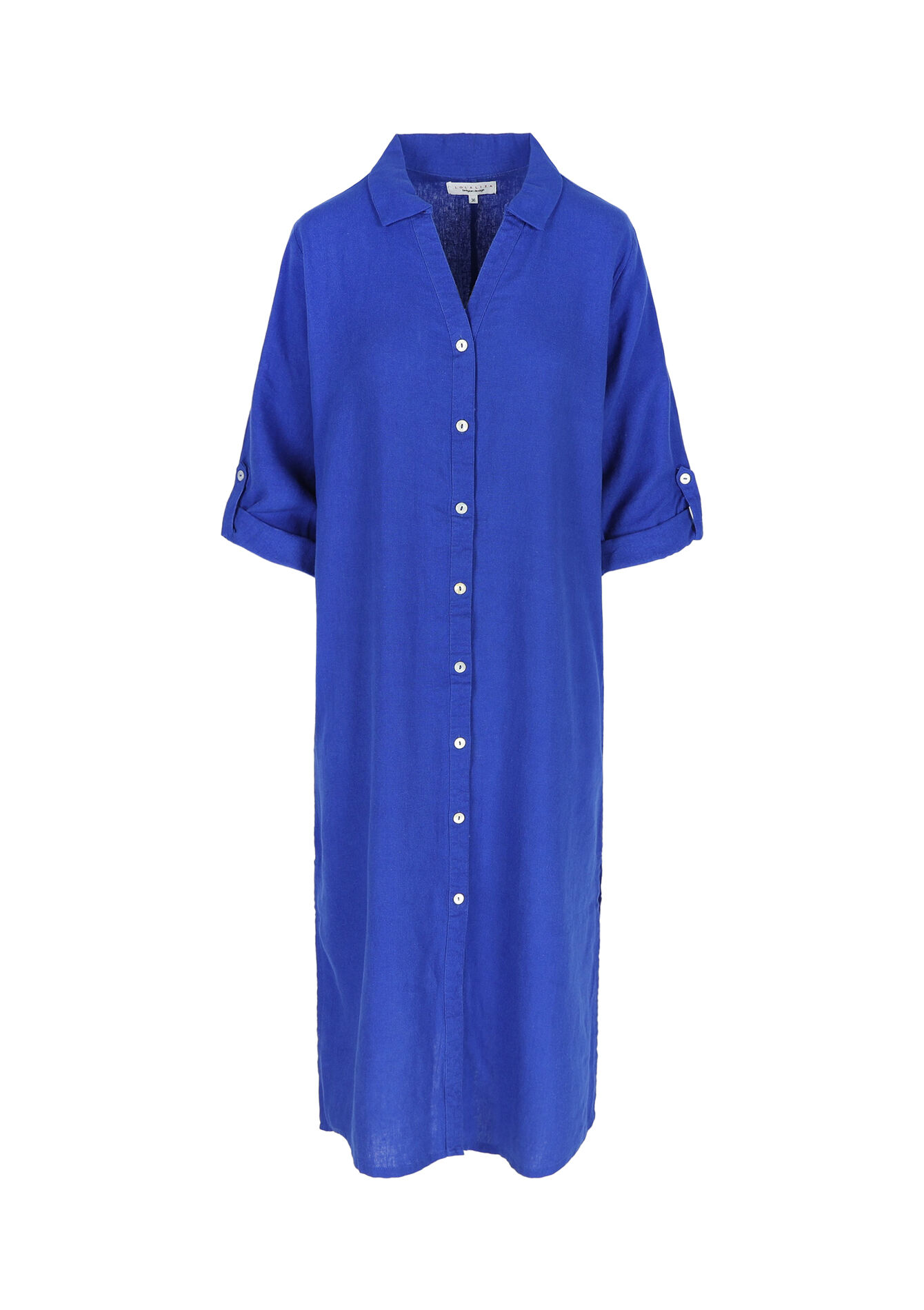 Linen shirt dress - ELECTRIC BLUE - 08602227_1619