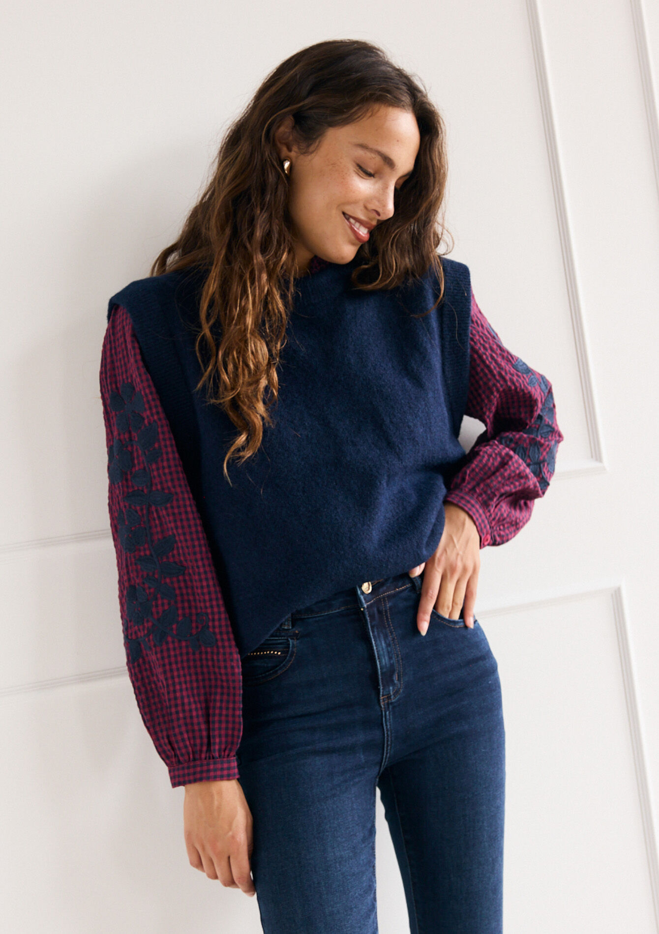 Sleeveless knit vest, Sleeveless knit vest - BEIGE CHINE - 04006912