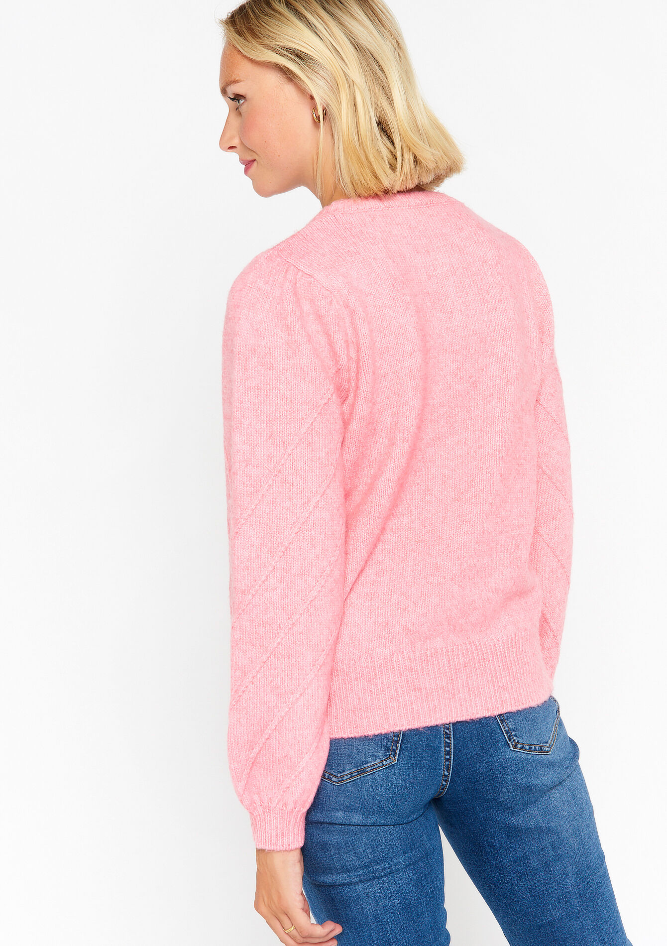 Pullover with V-pattern, Pullover with V-pattern - PINK BUBBLEGUM - 04006154_1477
