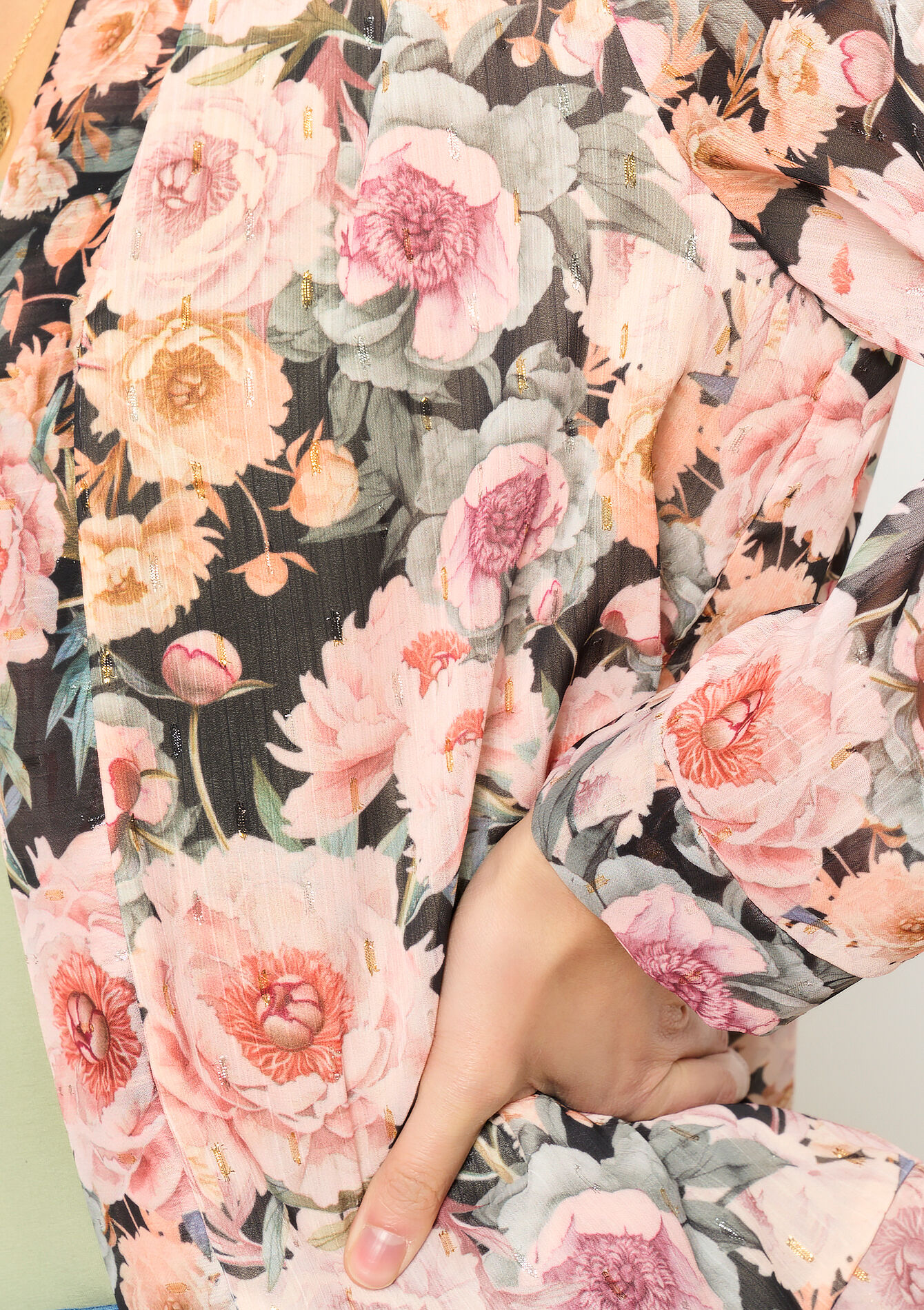 Jacket with floral print, Jacket with floral print - BLACK - 09101021_1119