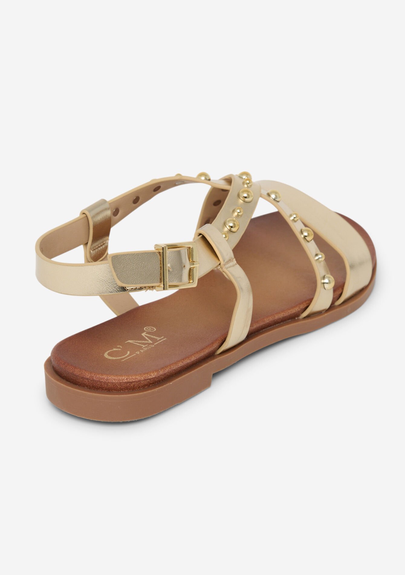 Sandales plates cloutées, Sandales plates cloutées - GOLD - 13000799_1058