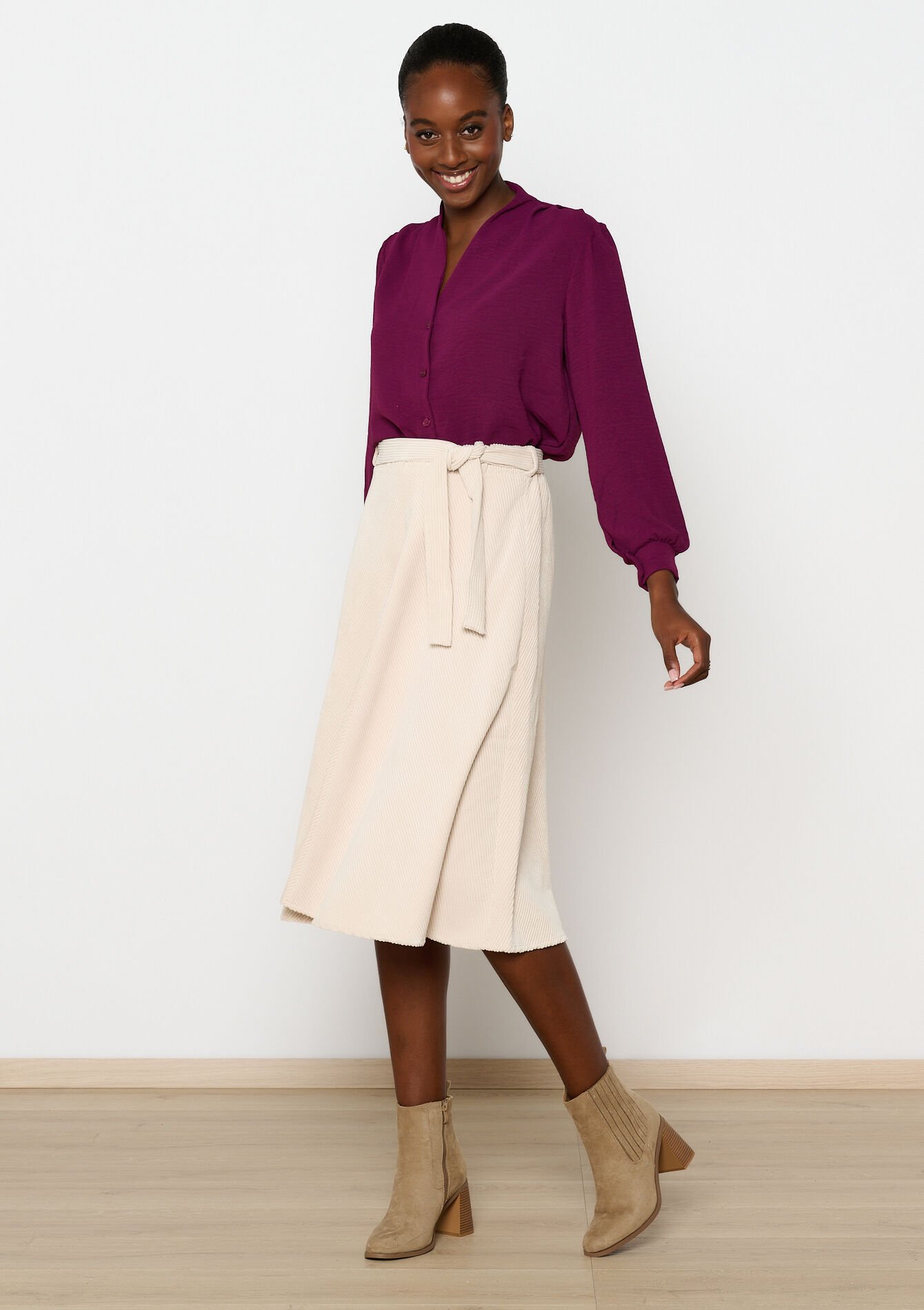 Fluwelen midirok, Fluwelen midirok - VANILLA WHITE - 07101287_1013