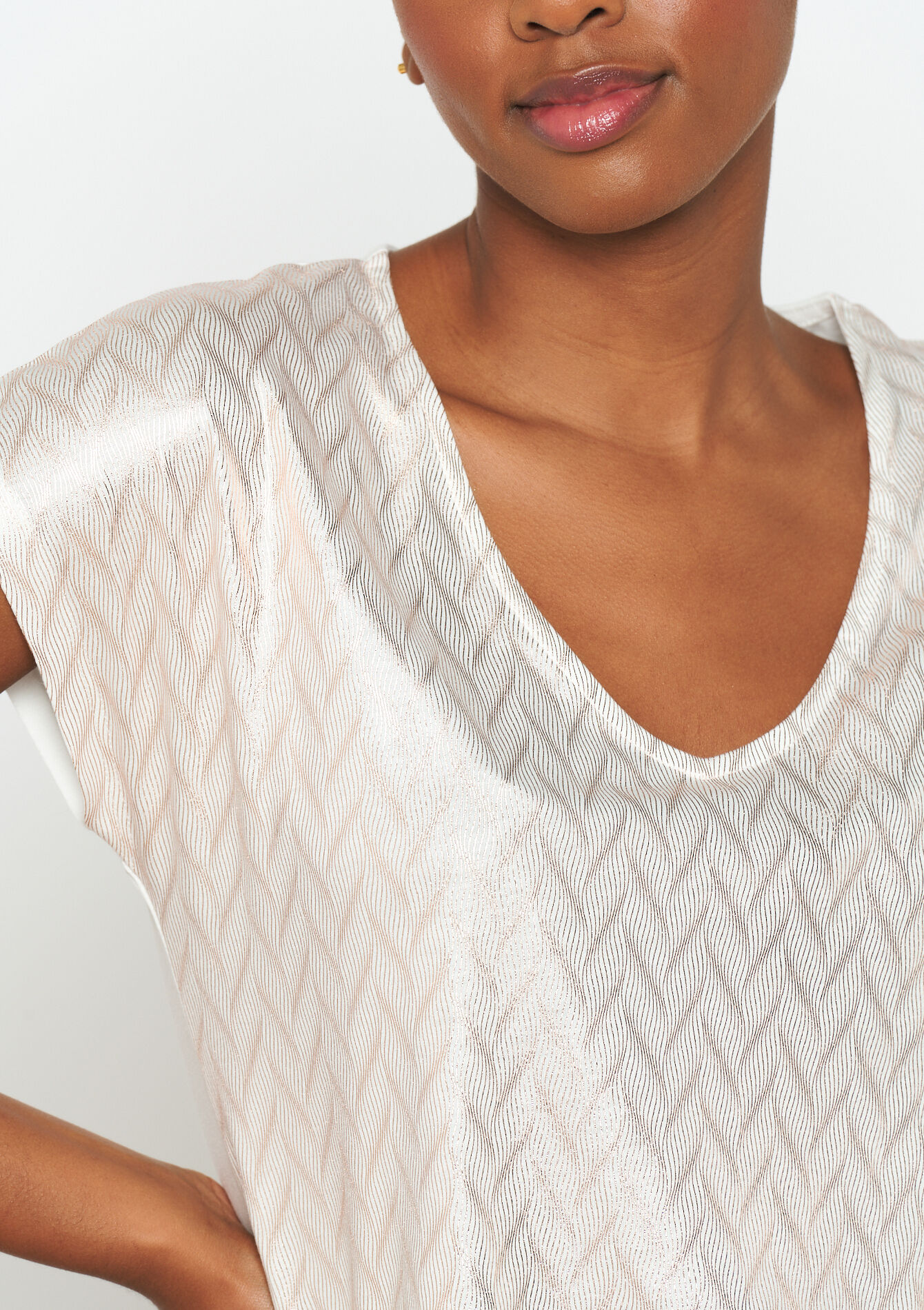 T-shirt met metallic print, T-shirt met metallic print - OFFWHITE - 02301555_1001