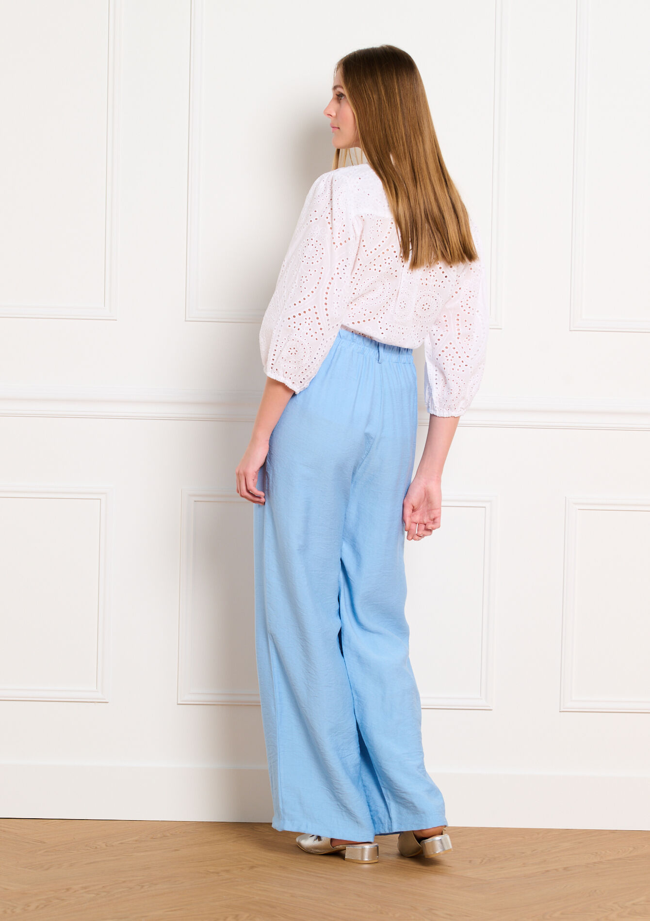 Wijde viscose broek, Wijde viscose broek - BLUE PASTEL - 06100820_3003