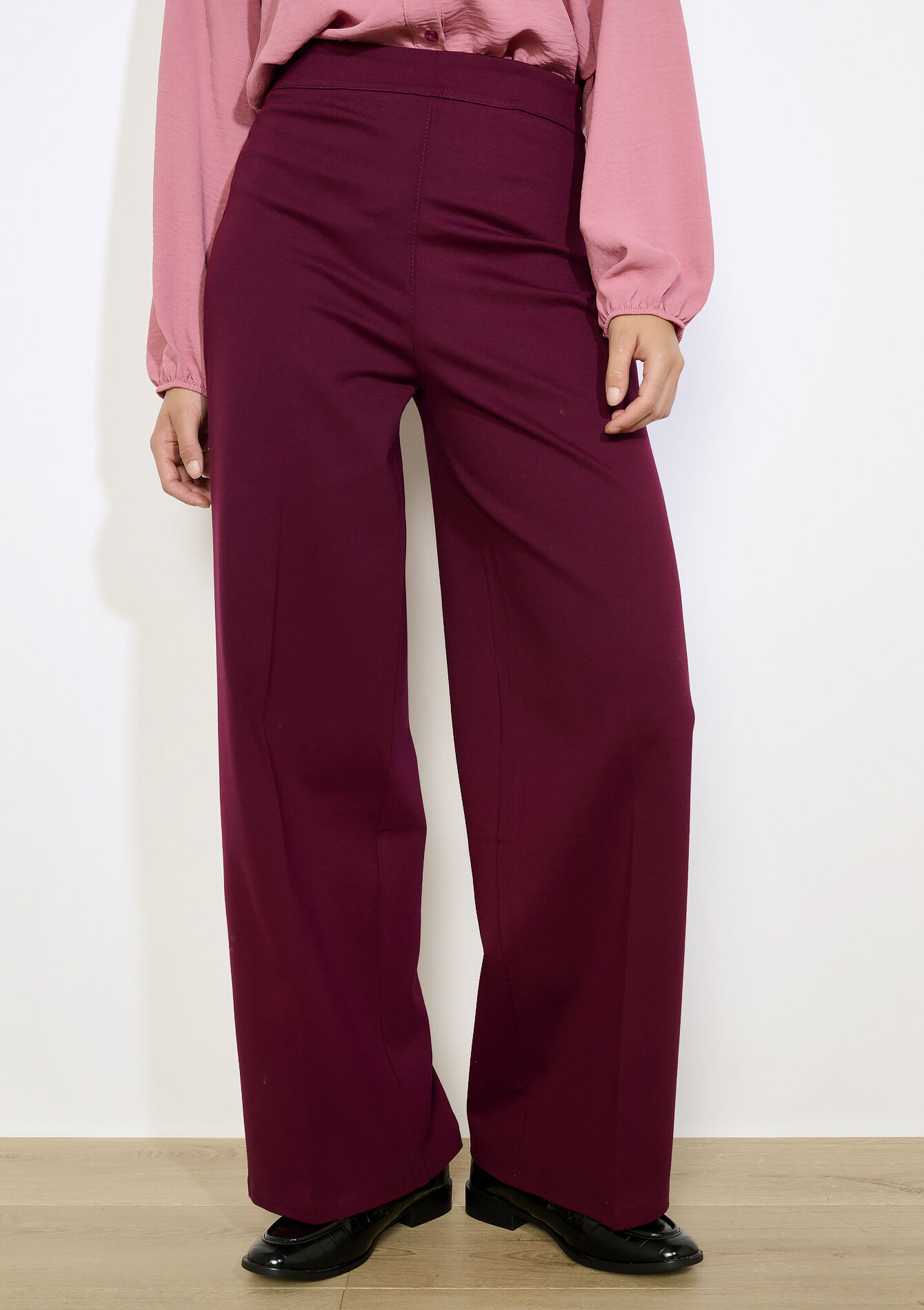 Pantalon évasé chic, Pantalon évasé chic - AUBERGINE - 06601049_1537