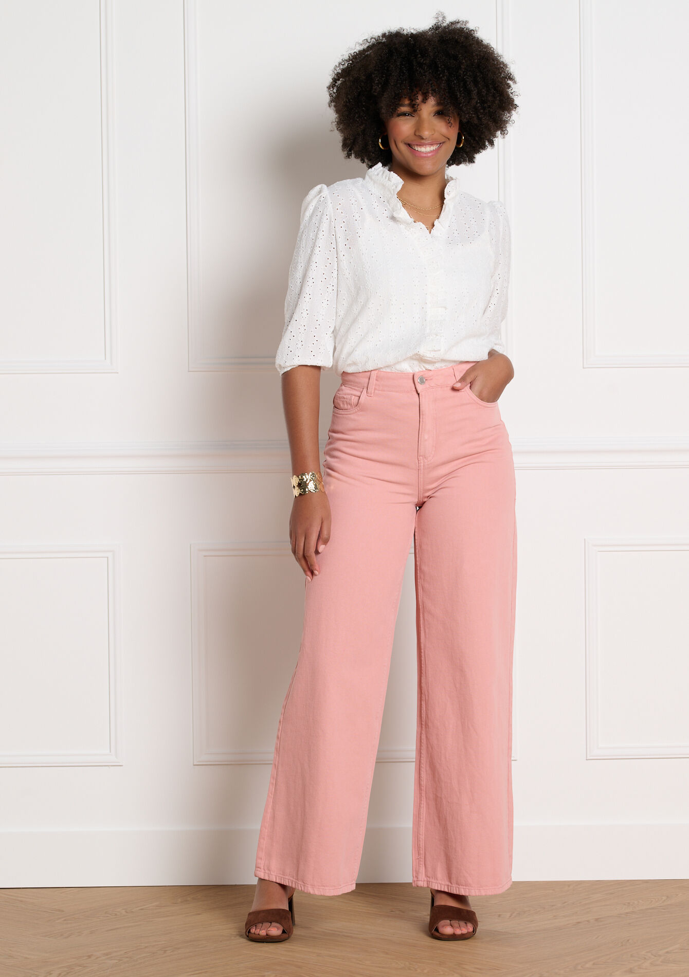 Blouse broderie col volanté - OFFWHITE - 02302011_1001