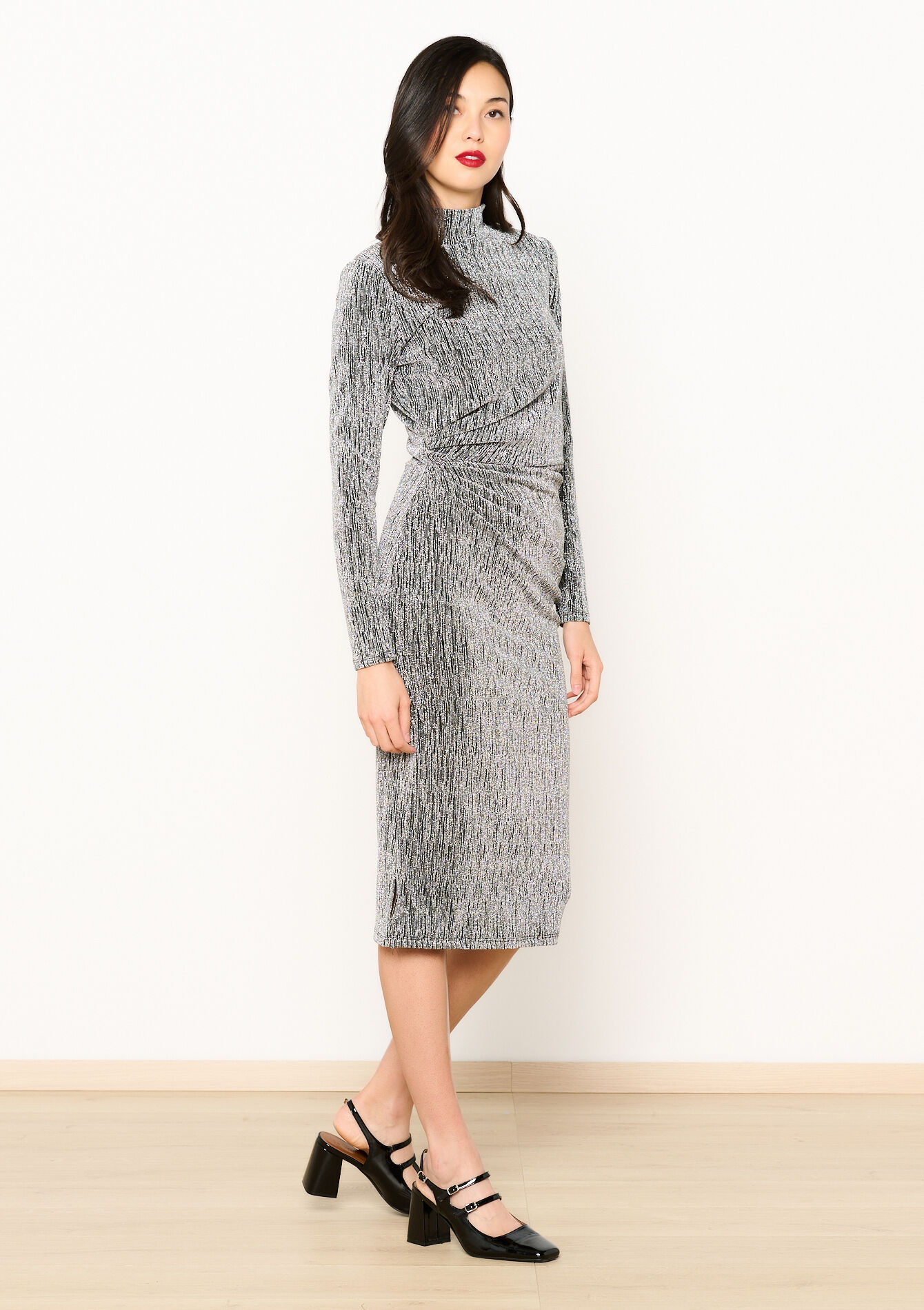 Robe bodycon en lurex, Robe bodycon en lurex - SILVER - 08103927_1059