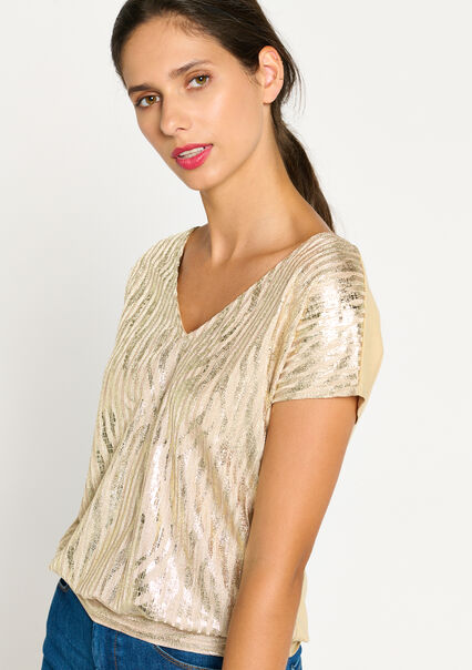 T-shirt with lurex - CHAMPAGNE SAND  - 02301300_4007
