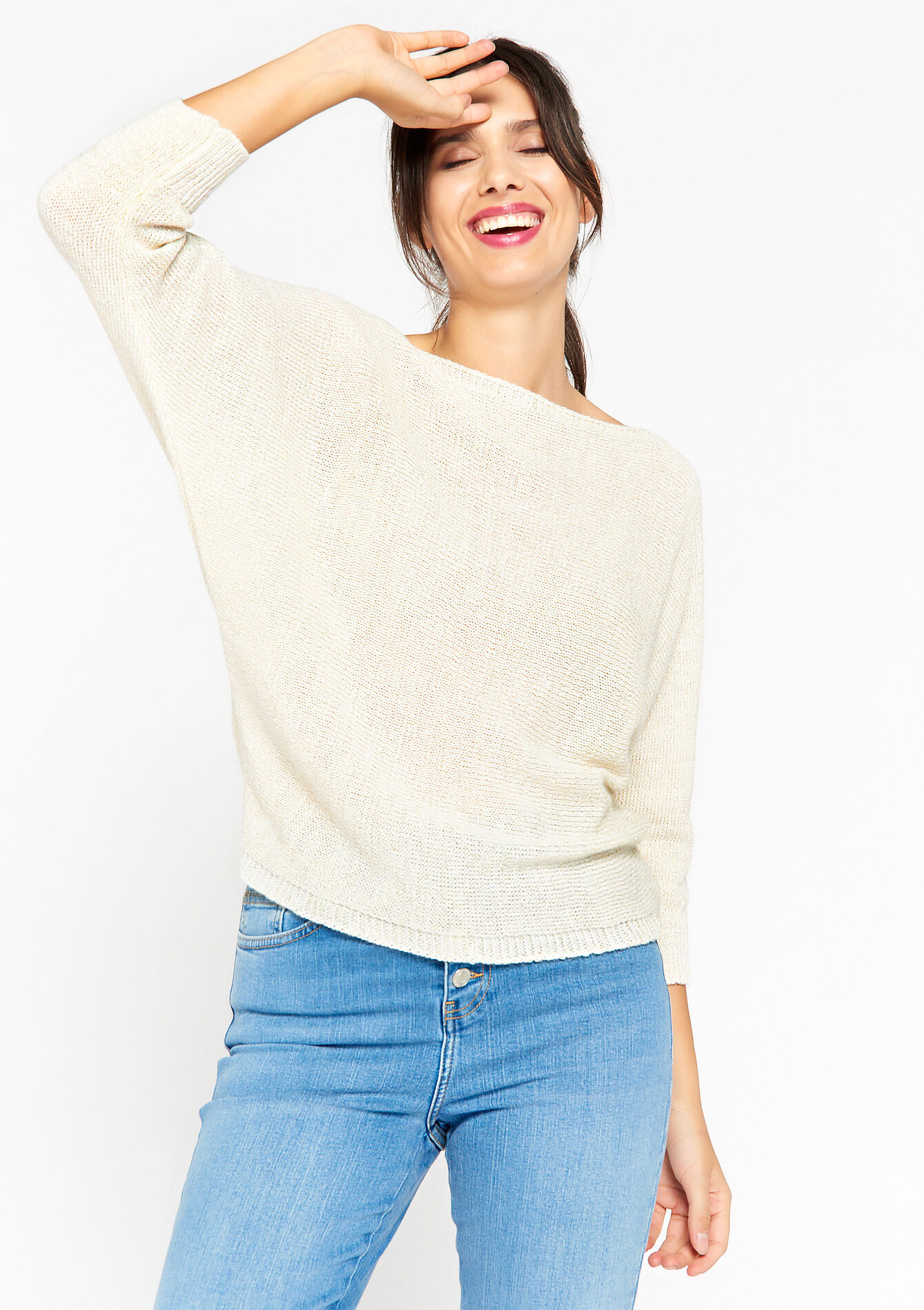 Trui met vleermuismouwen - OFFWHITE - 04006249_1001