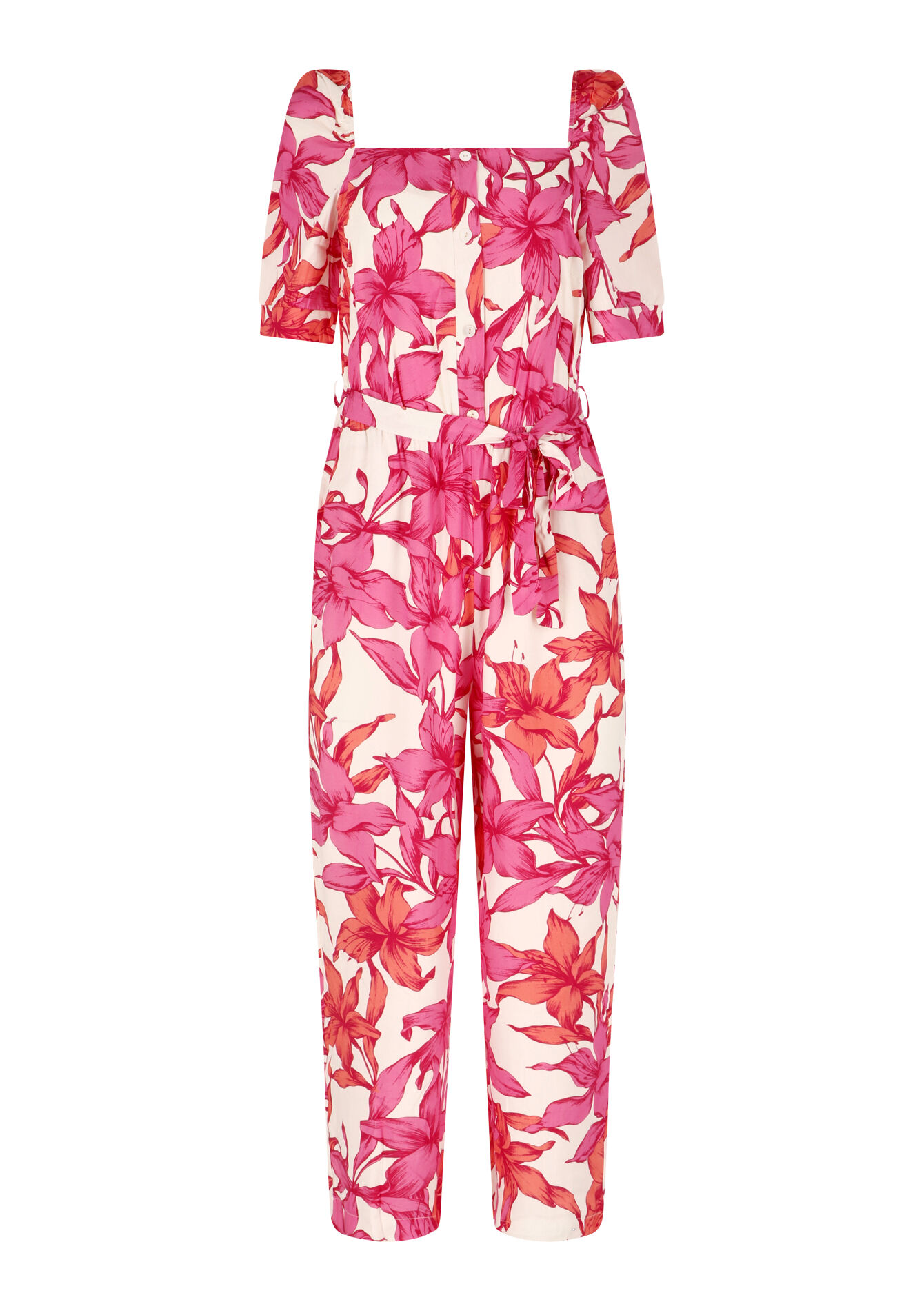 Jumpsuit with flower print, Jumpsuit with flower print - FUCHSIA - 06004425_5626
