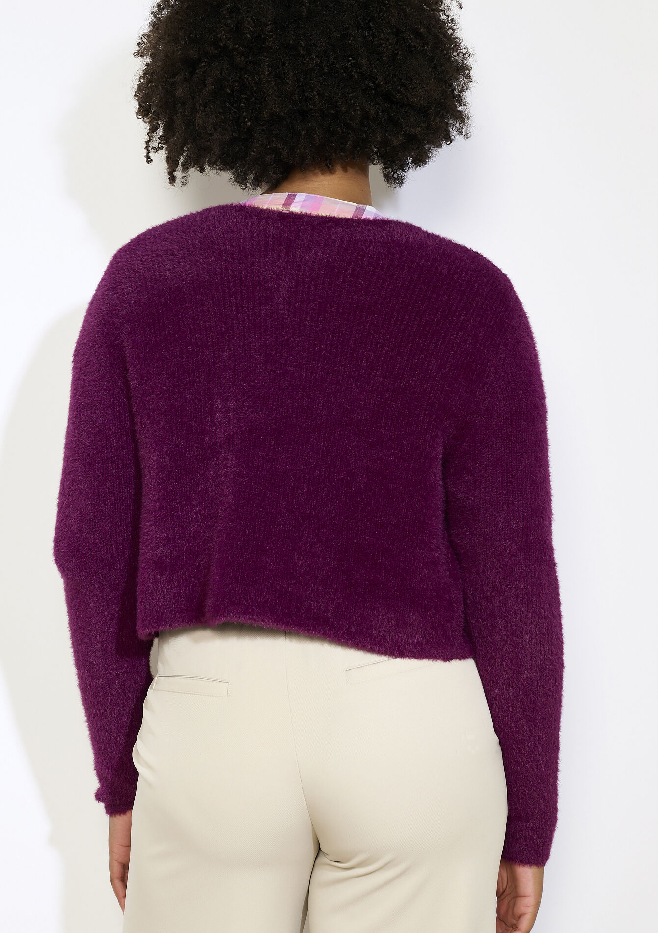 Kort fluffy vestje, Kort fluffy vestje - AUBERGINE - 04101305_1537