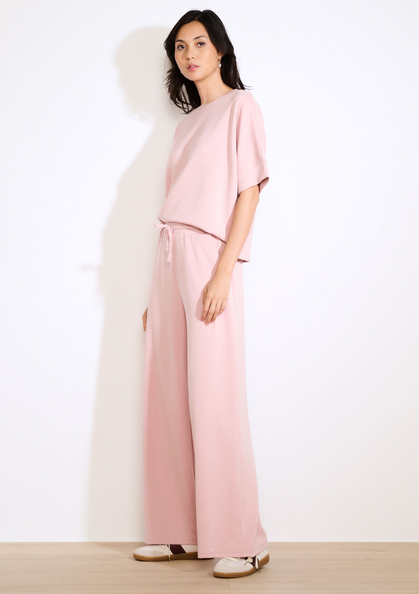 Losvallend jersey T-shirt, Losvallend jersey T-shirt - NUDE PINK - 15100383_1301