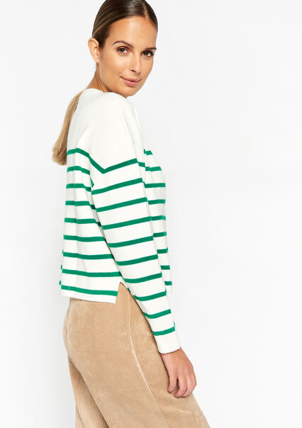Short pullover with stripes - GREEN APPLE  - 04006146_1783