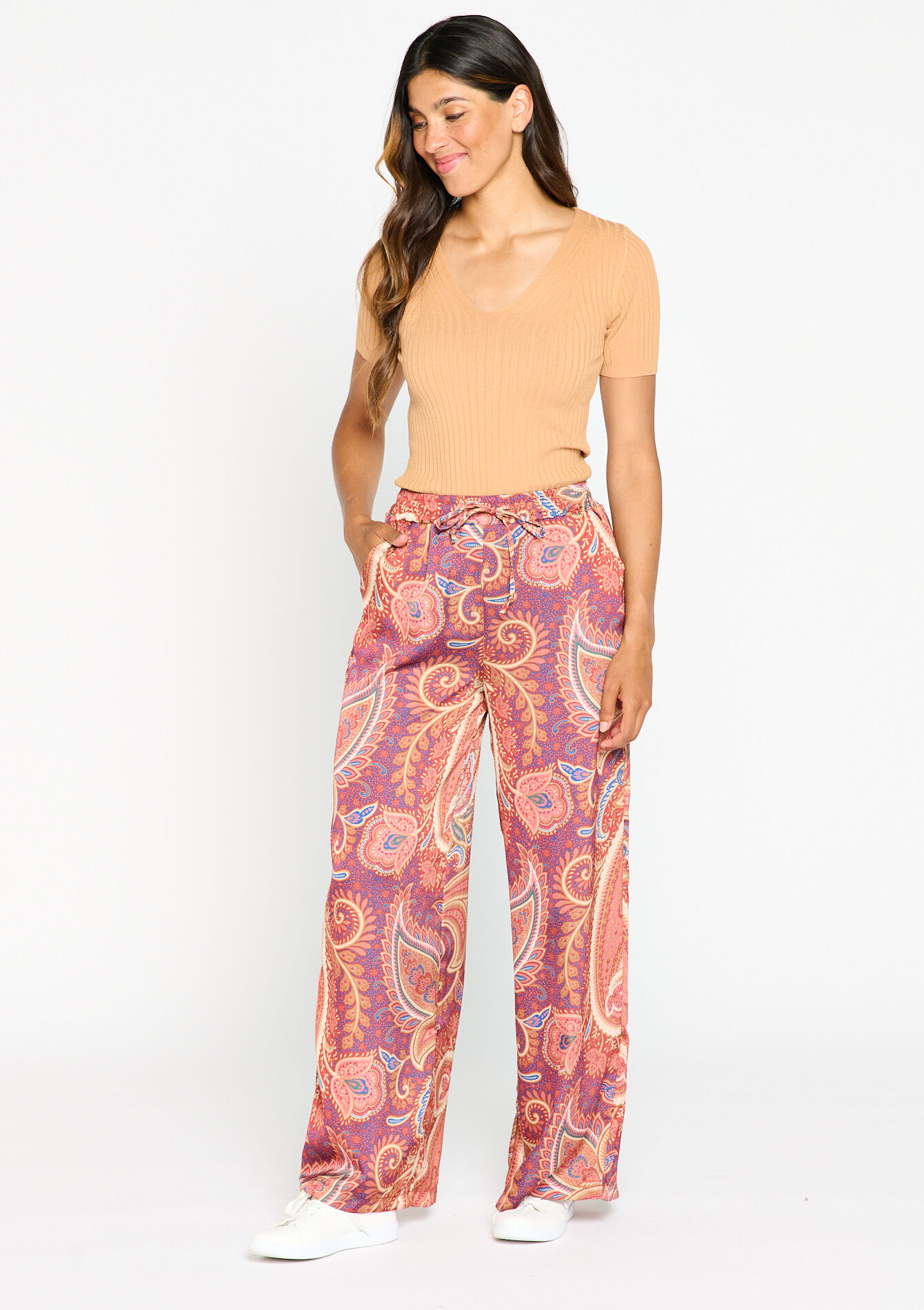 Pantalon large à imprimé paisley, Pantalon large à imprimé paisley - ORANGE SPICY - 06600659_5555