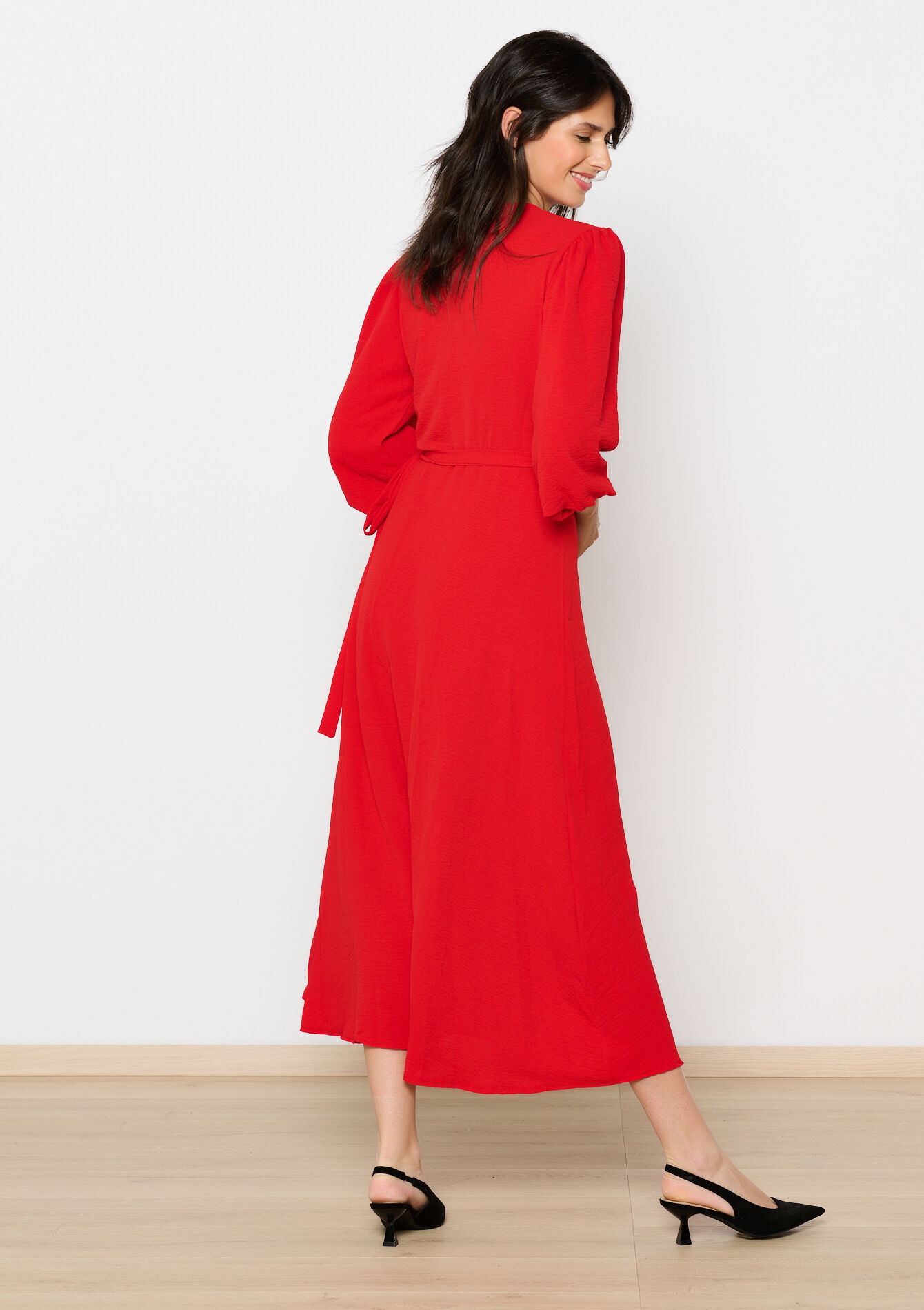 Wikkeljurk met ballonmouwen - RED LIPSTICK - 08103767_5310