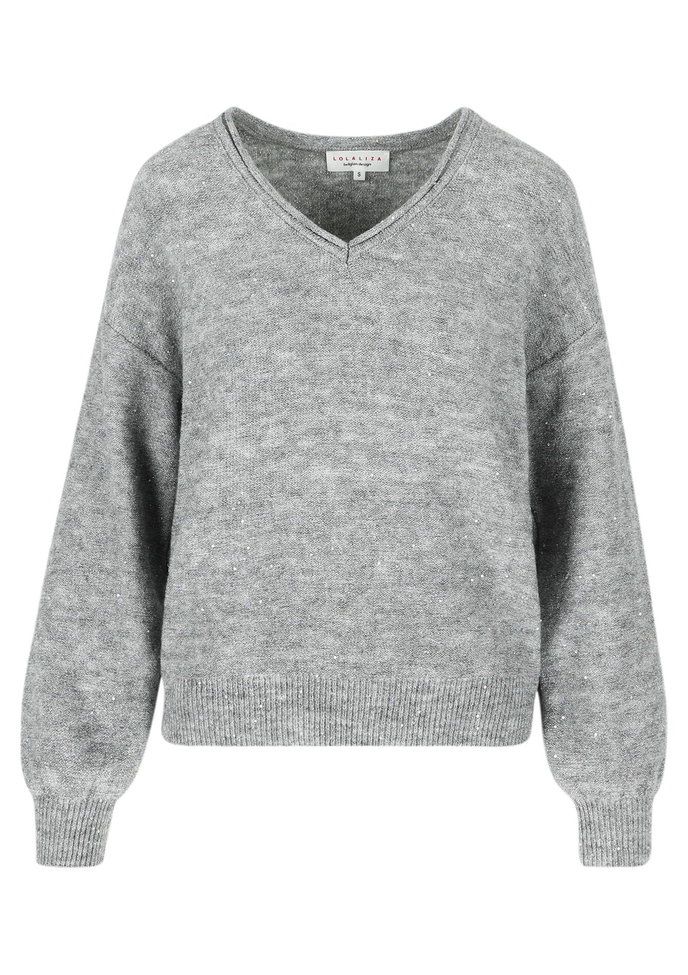Trui met pailletten, Trui met pailletten - GREY MED MEL - 04006533_3507