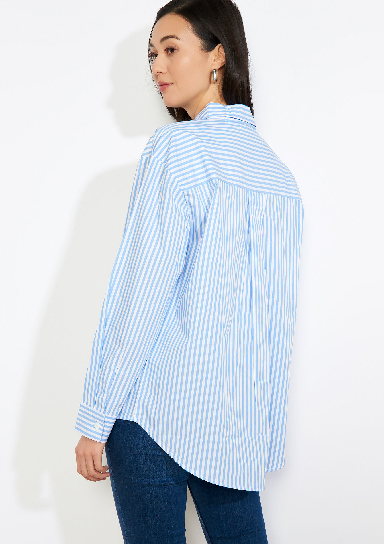 Oversized gestreept hemd - BLUE PASTEL - 05702931_3003