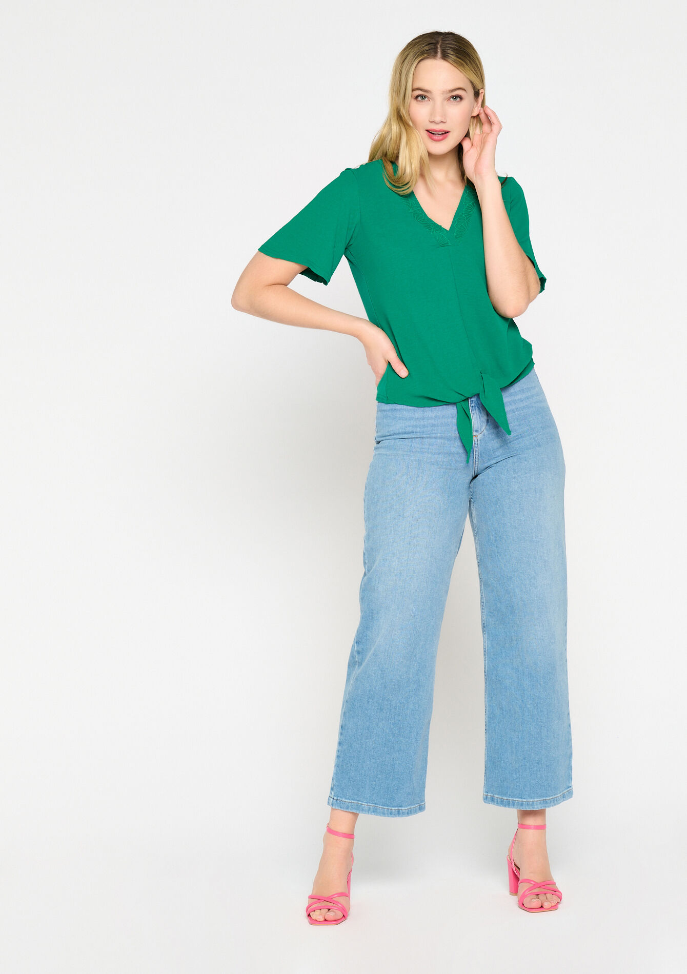 T-shirt met vlindermouwen, T-shirt met vlindermouwen - GREEN GAZON - 02301354_4604