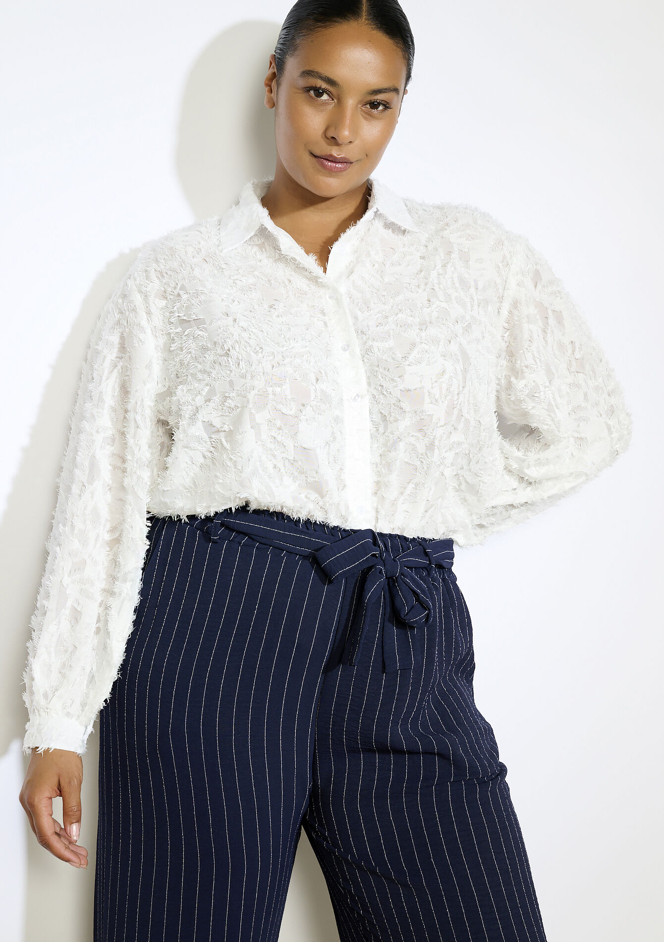 Textured airy shirt, Textured airy shirt - OPTICAL WHITE - 05702858_1019