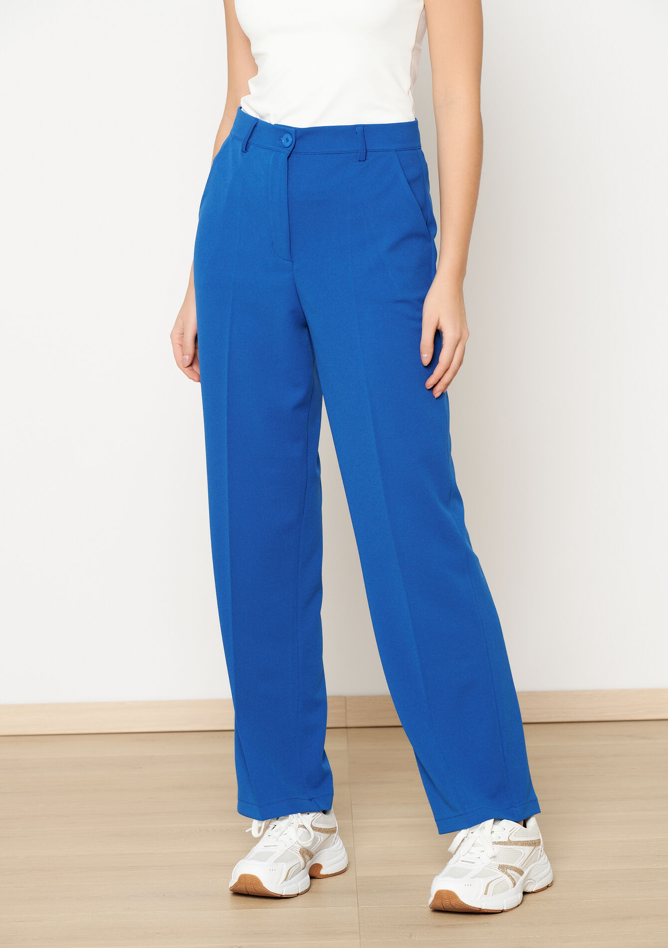 Getailleerde broek in crêpe - ROYAL BLUE - 06100702_1603