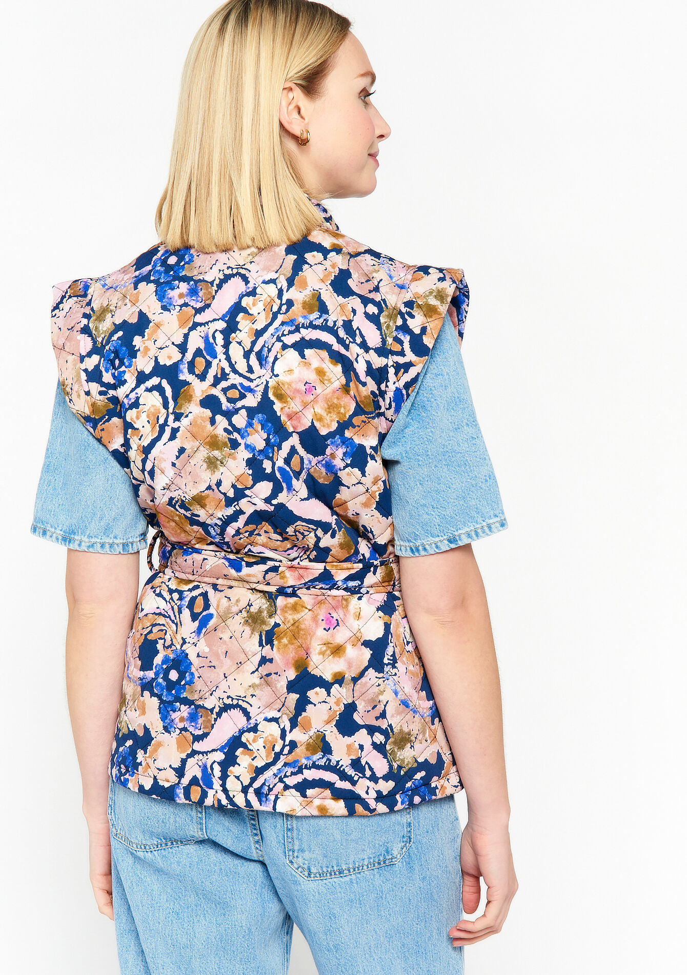 Mouwloos gewatteerd jasje, Mouwloos gewatteerd jasje - BLUE DENIM - 09001378_1638