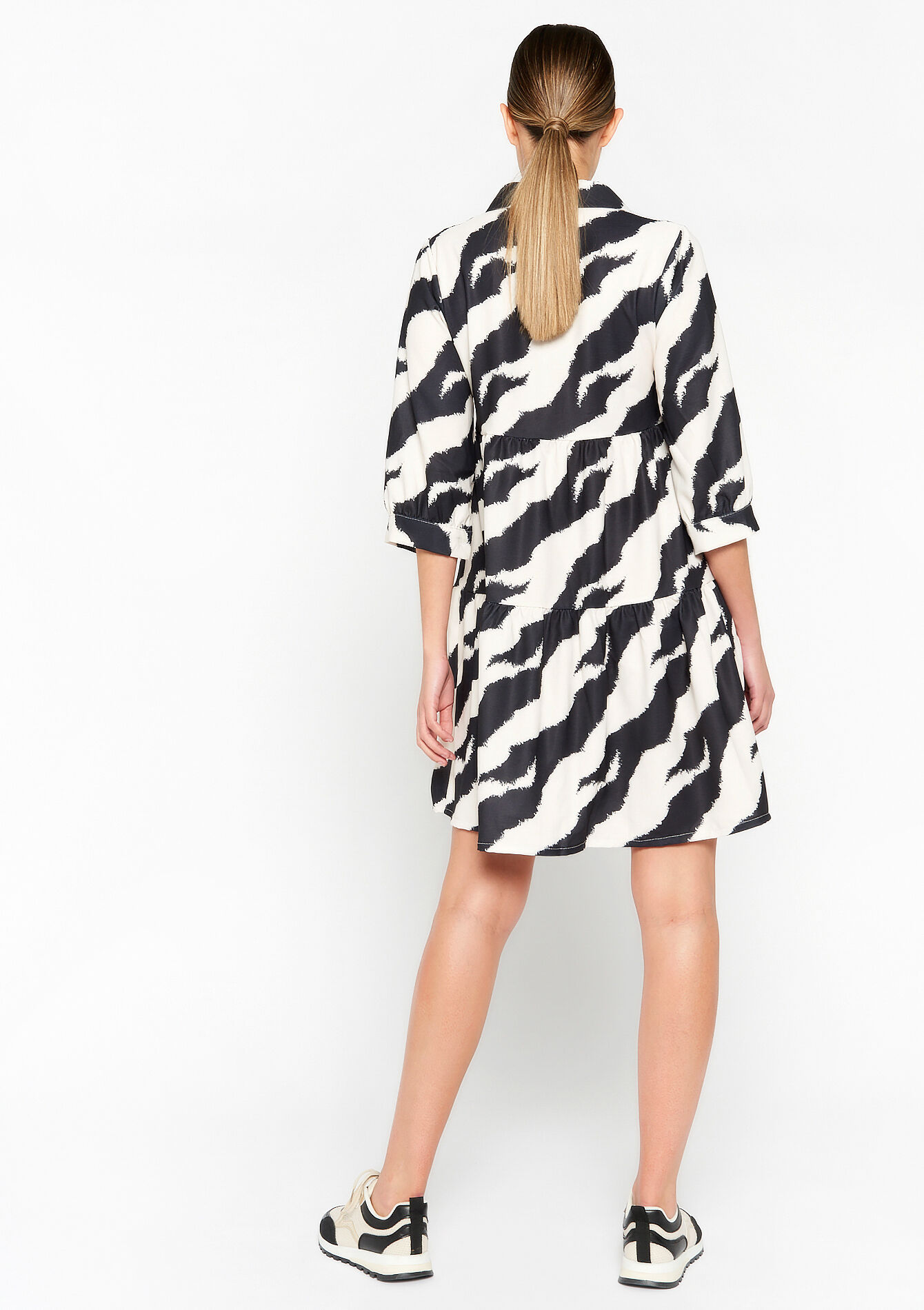 Robe babydoll à imprimé zébré, Robe babydoll à imprimé zébré - BLACK - 08103235_1119