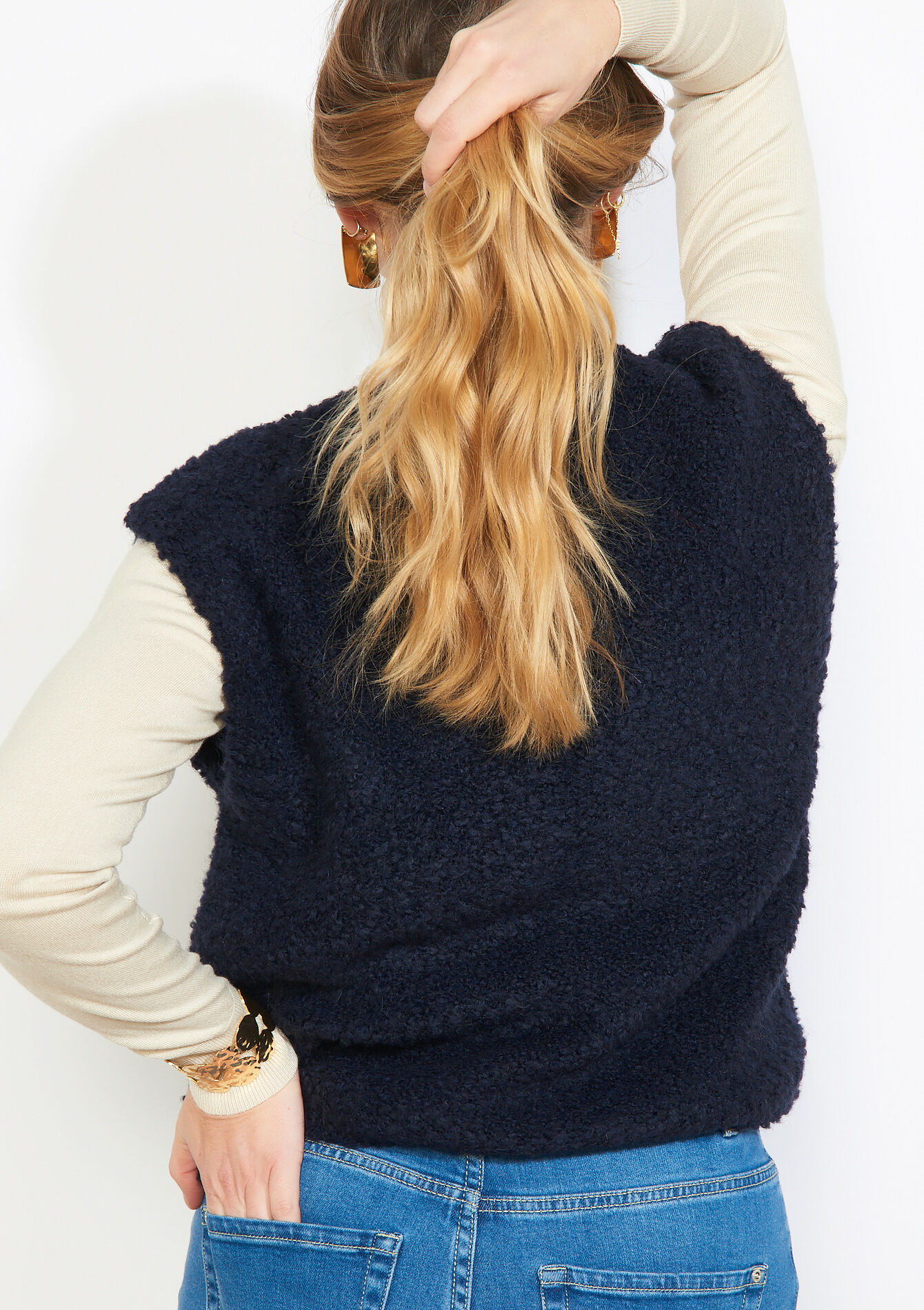 Gilet zippé effet moutonné - NAVY BASIC - 04101443_2723