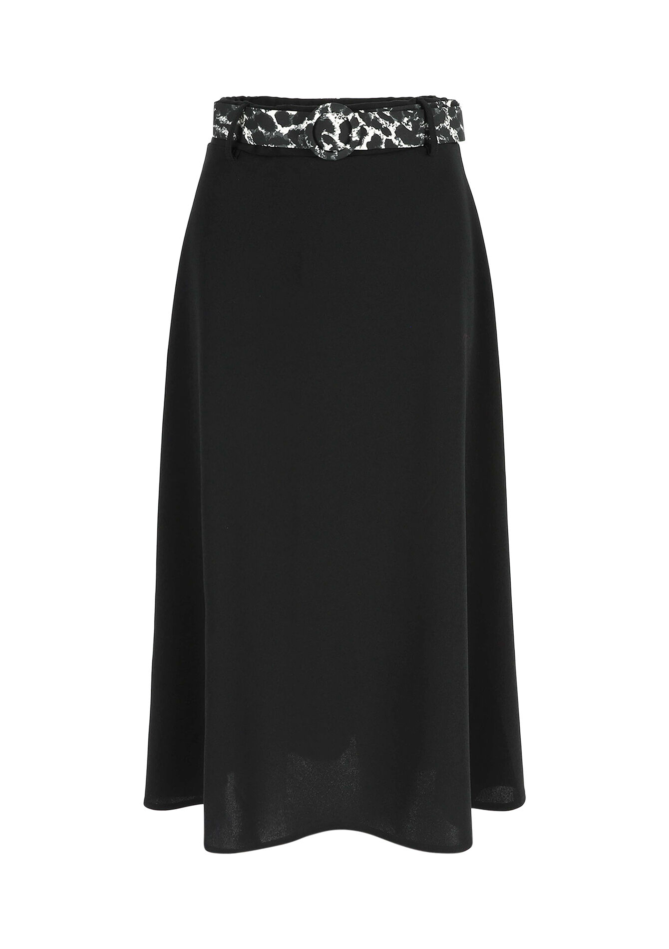 UItlopende maxirok met luipaardriem, UItlopende maxirok met luipaardriem - BLACK - 07101338_1119