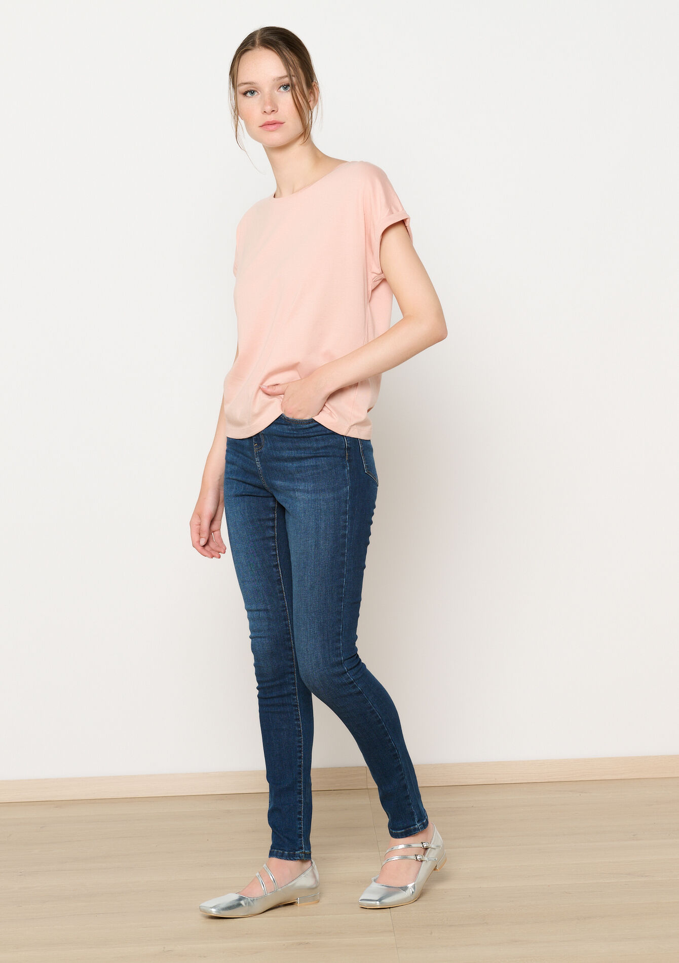 T-shirt met korte mouwen, T-shirt met korte mouwen - NUDE PINK - 02301582_1301