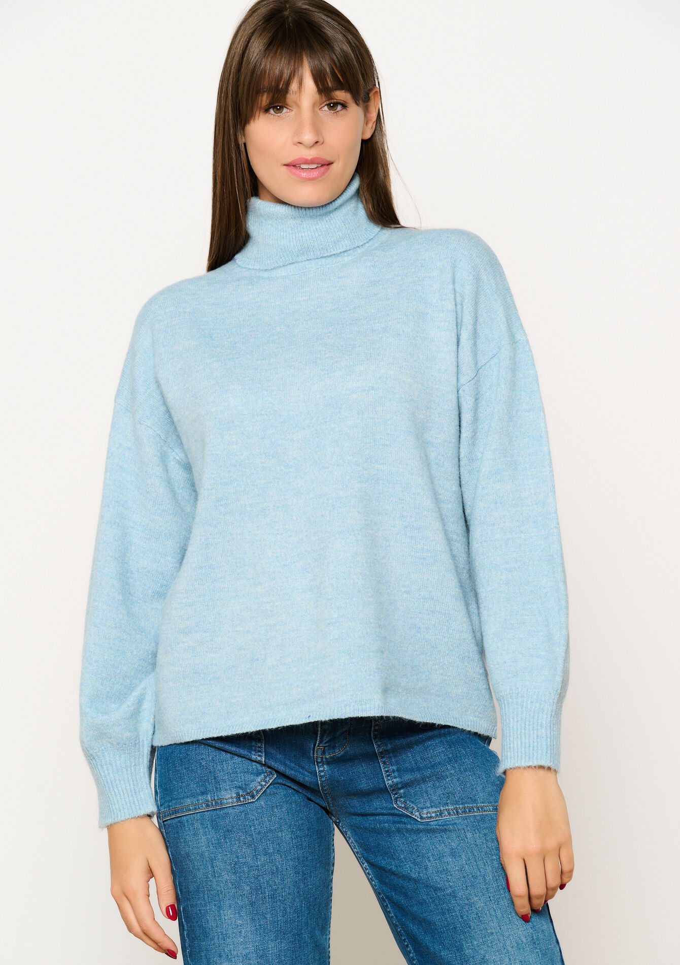Sweater with turtleneck, Sweater with turtleneck - BLUE PASTEL - 04101156_3003