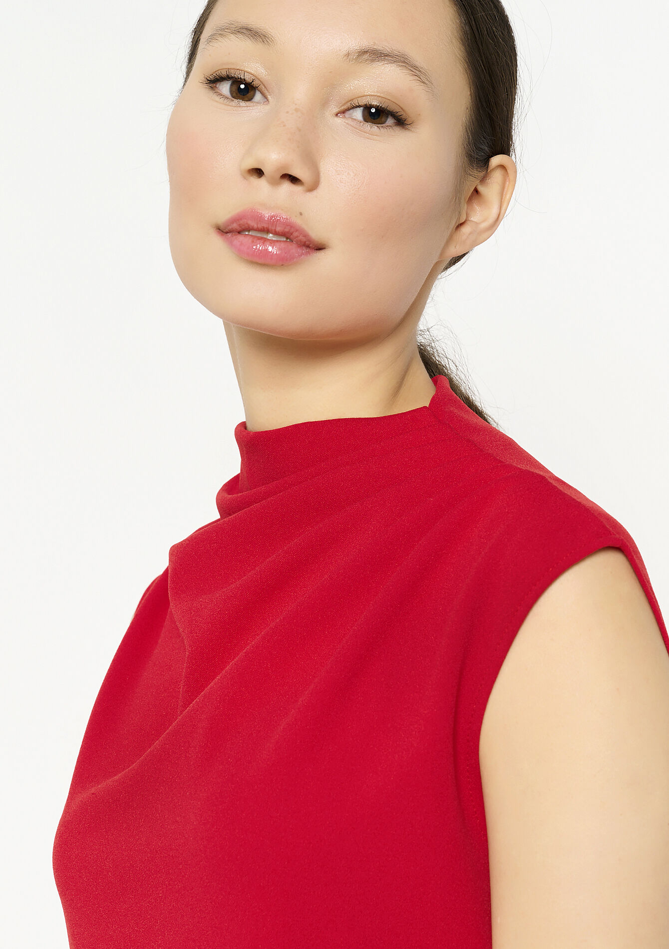 Rechte jurk in scubastof, Rechte jurk in scubastof - BLUE DENIM - 08103991