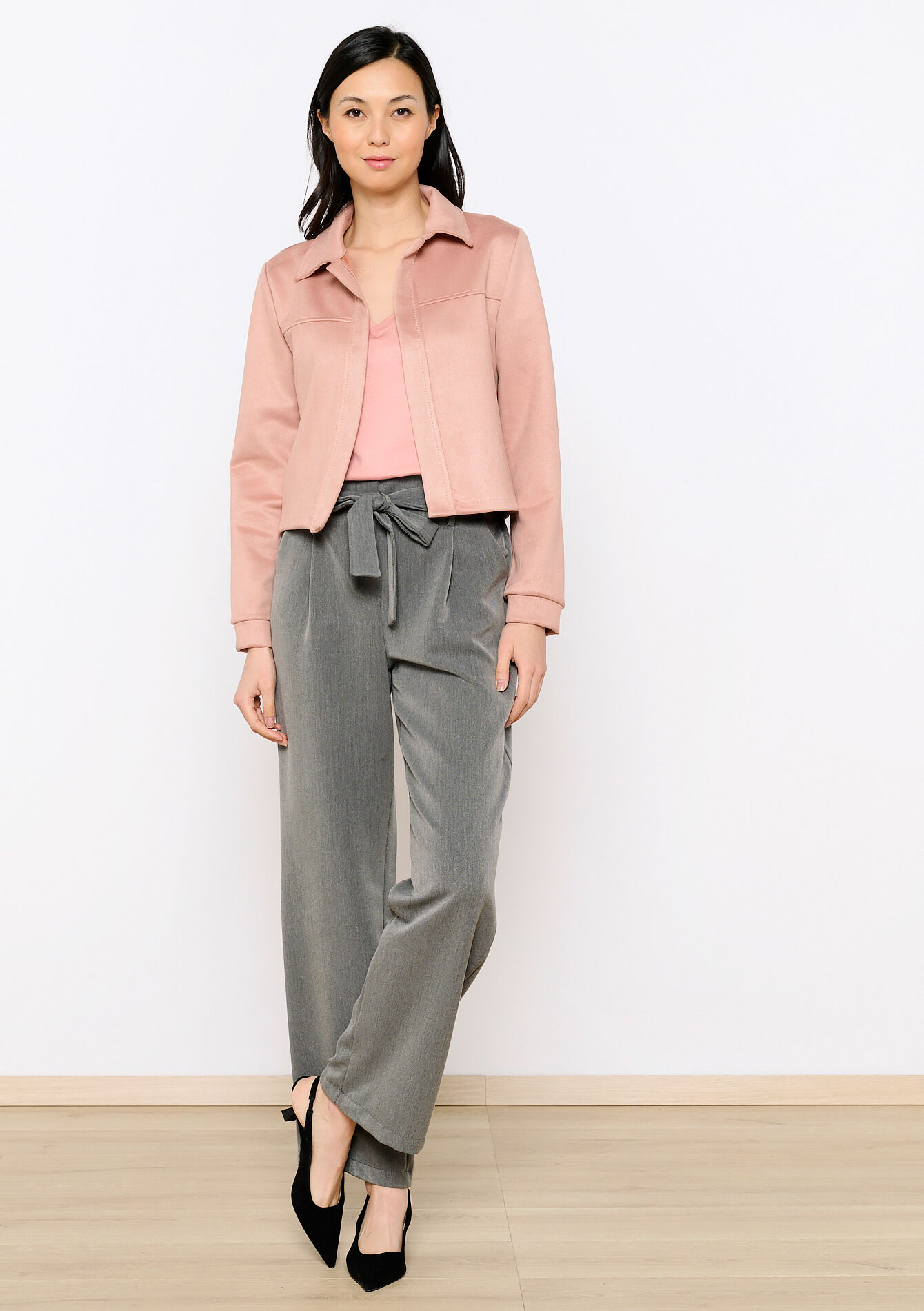 Veste courte en suédine, Veste courte en suédine - NUDE PINK - 09100898_1301