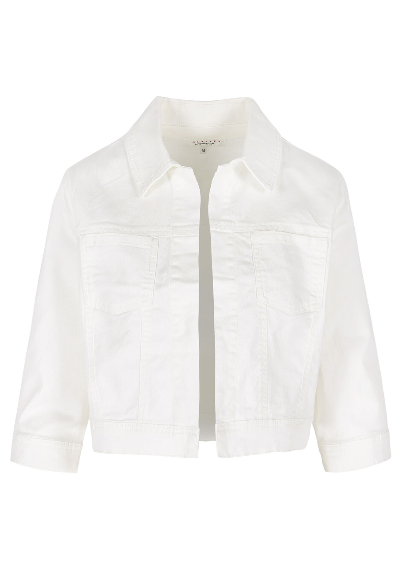 Cropped cotton twill jacket - OPTICAL WHITE - 09101123_1019
