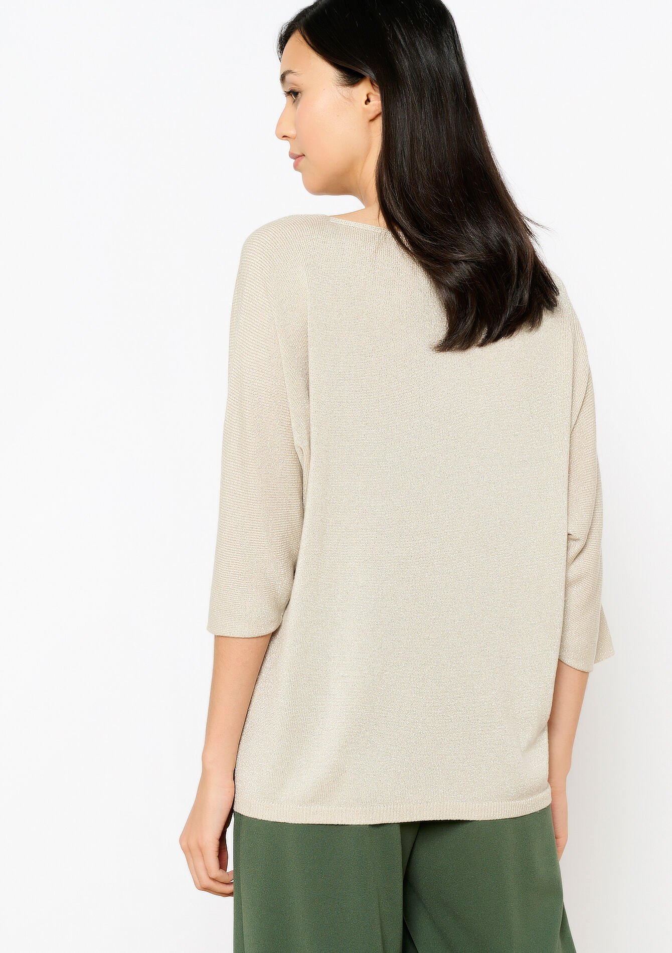 Fine pullover with lurex, Fine pullover with lurex - CHAMPAGNE SAND - 04006637_4007