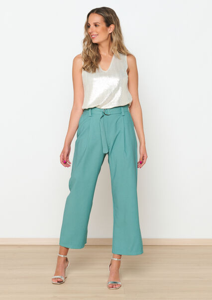 Trousers in linen look - MINT GREEN - 06600836_1723