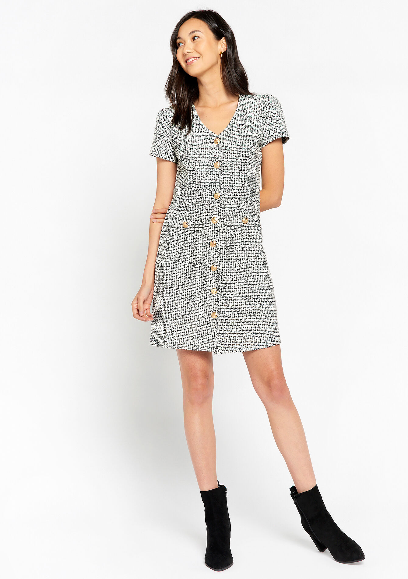 Tweed jurk, Tweed jurk - OFFWHITE - 08103352_1001