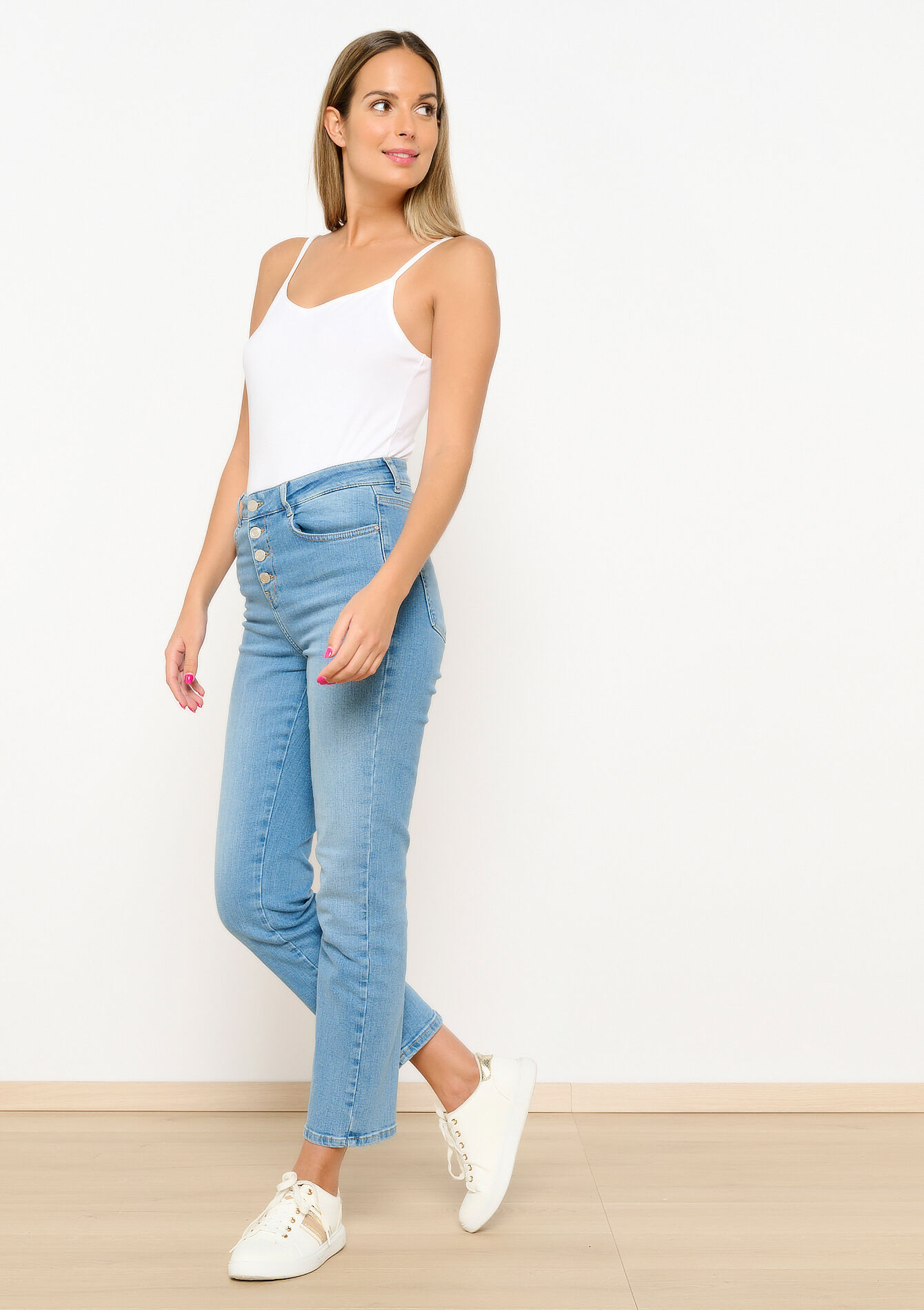 Top met spaghetti-bandjes, Top met spaghetti-bandjes - OPTICAL WHITE - 02200452_1019